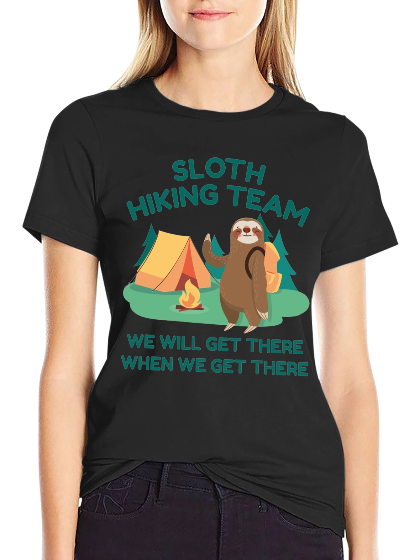 Sloth Hiking Team Graphic T-Shirt