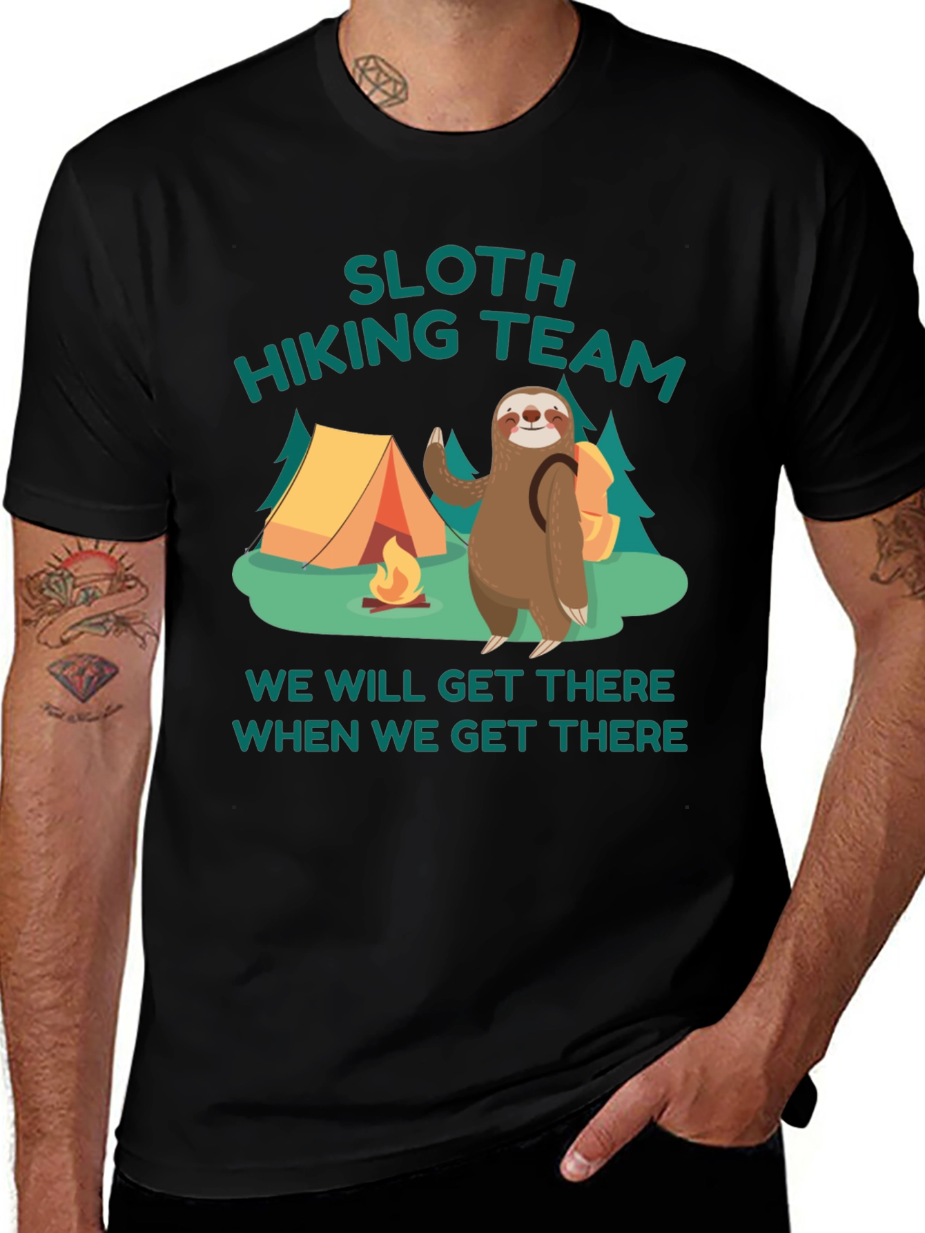 Sloth Hiking Team Graphic T-Shirt