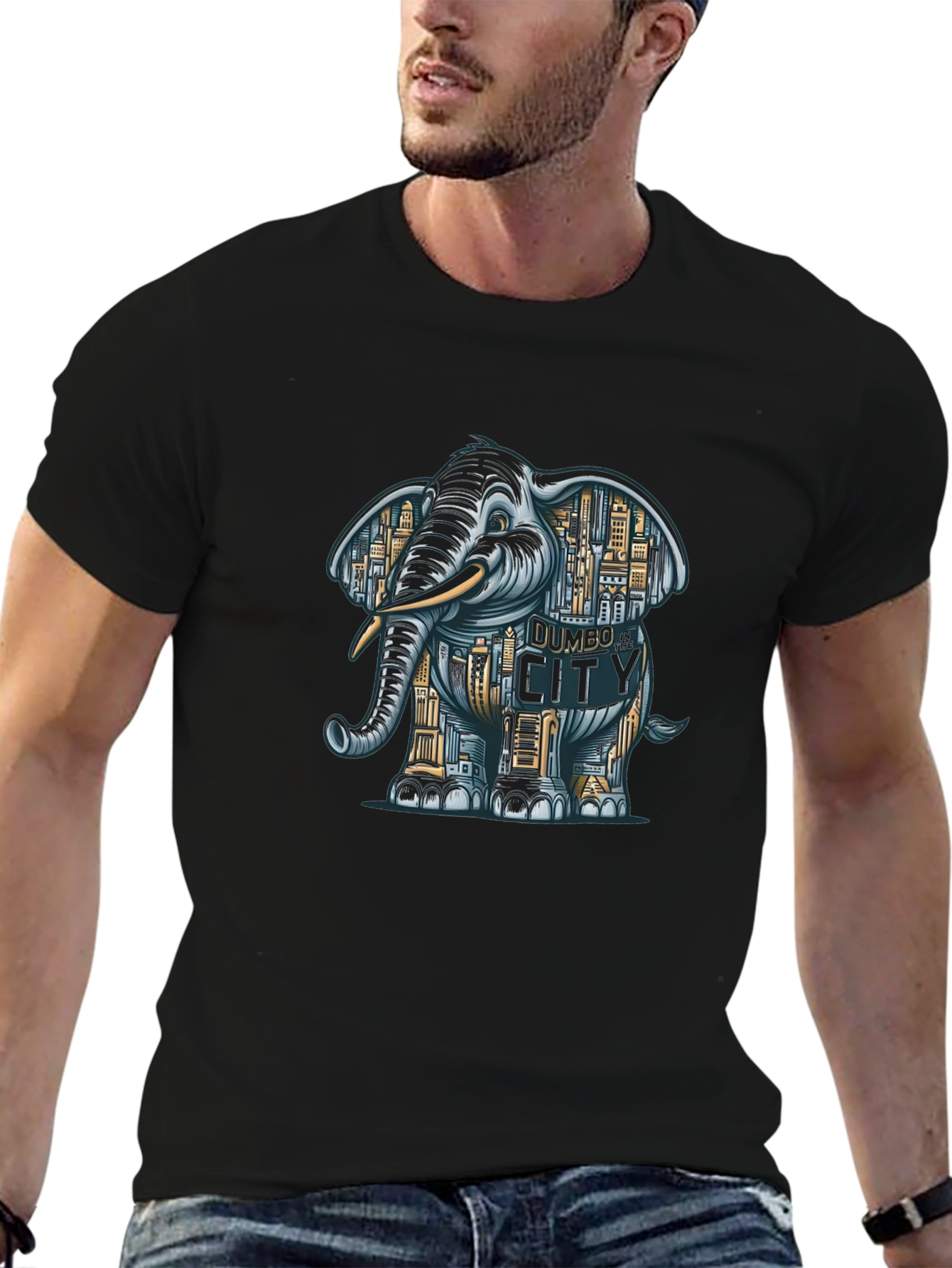 Elephant Cityscape Graphic Tee