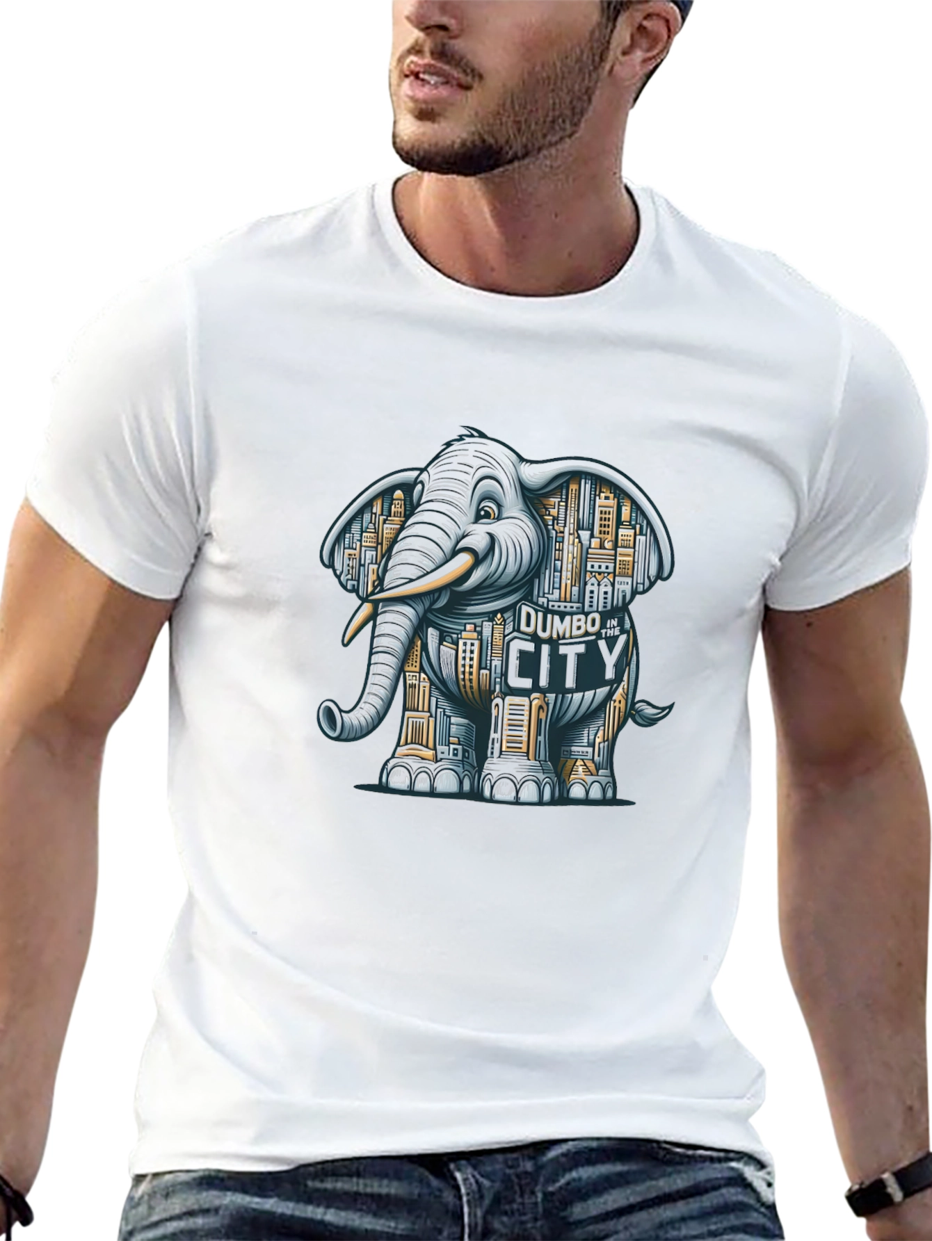 Elephant Cityscape Graphic Tee