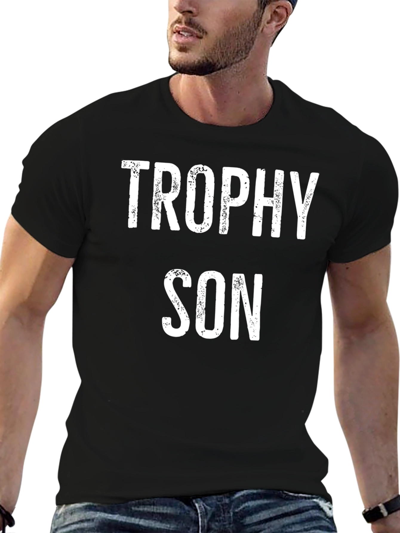 Trophy Son Black Cotton Graphic T-Shirt