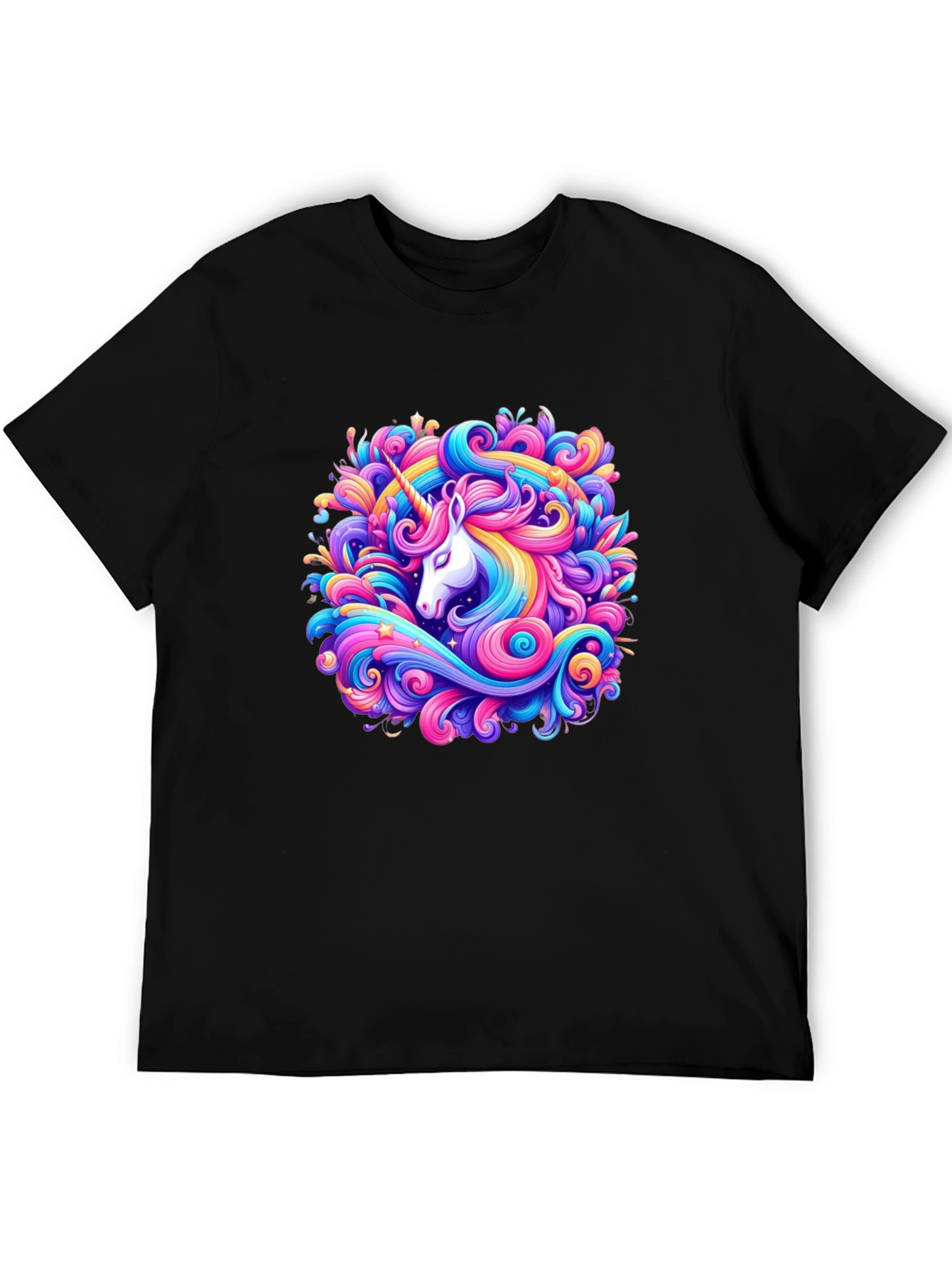 Unicorn Swirl Graphic Tee - Black