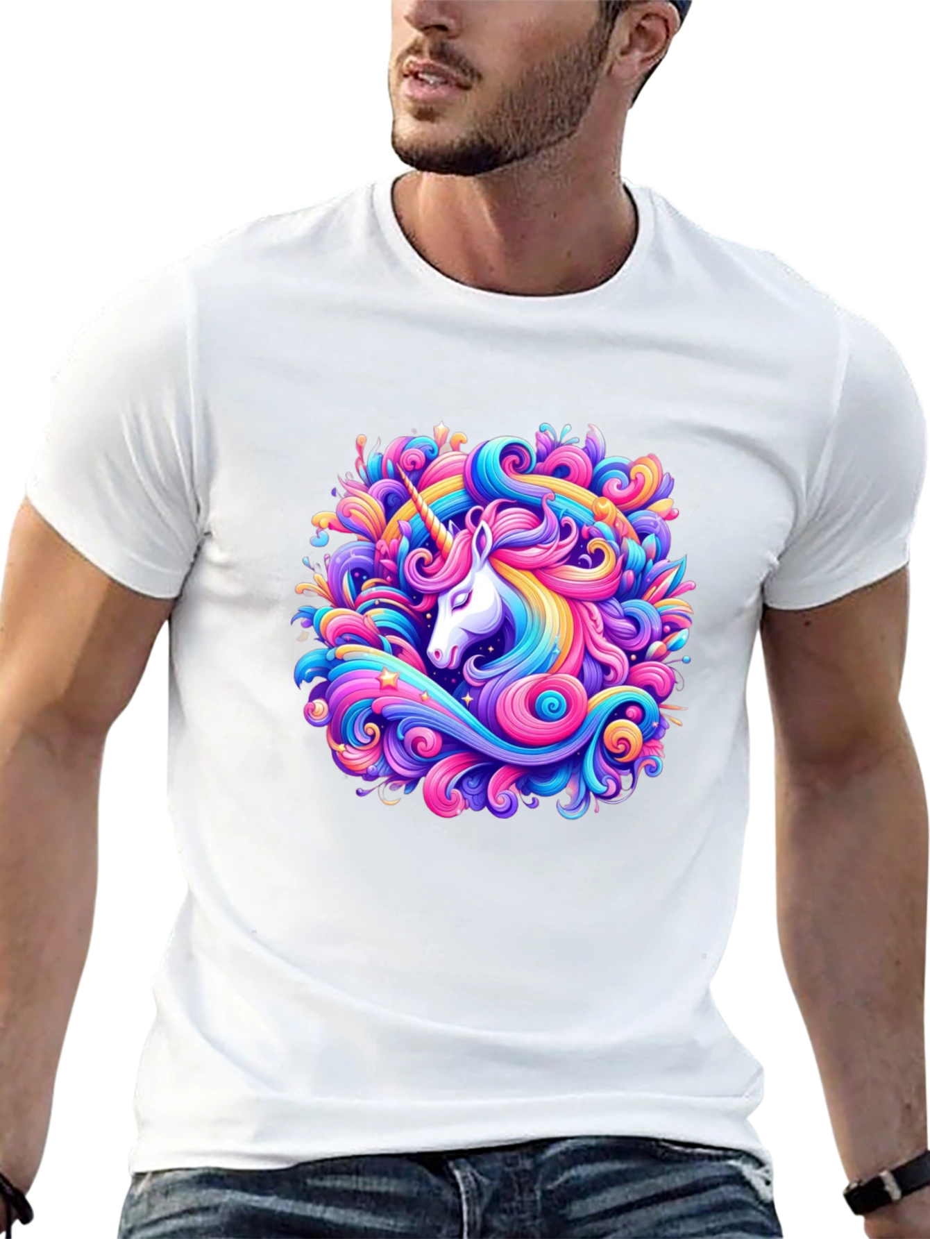 Unicorn Swirl Graphic Tee - Black