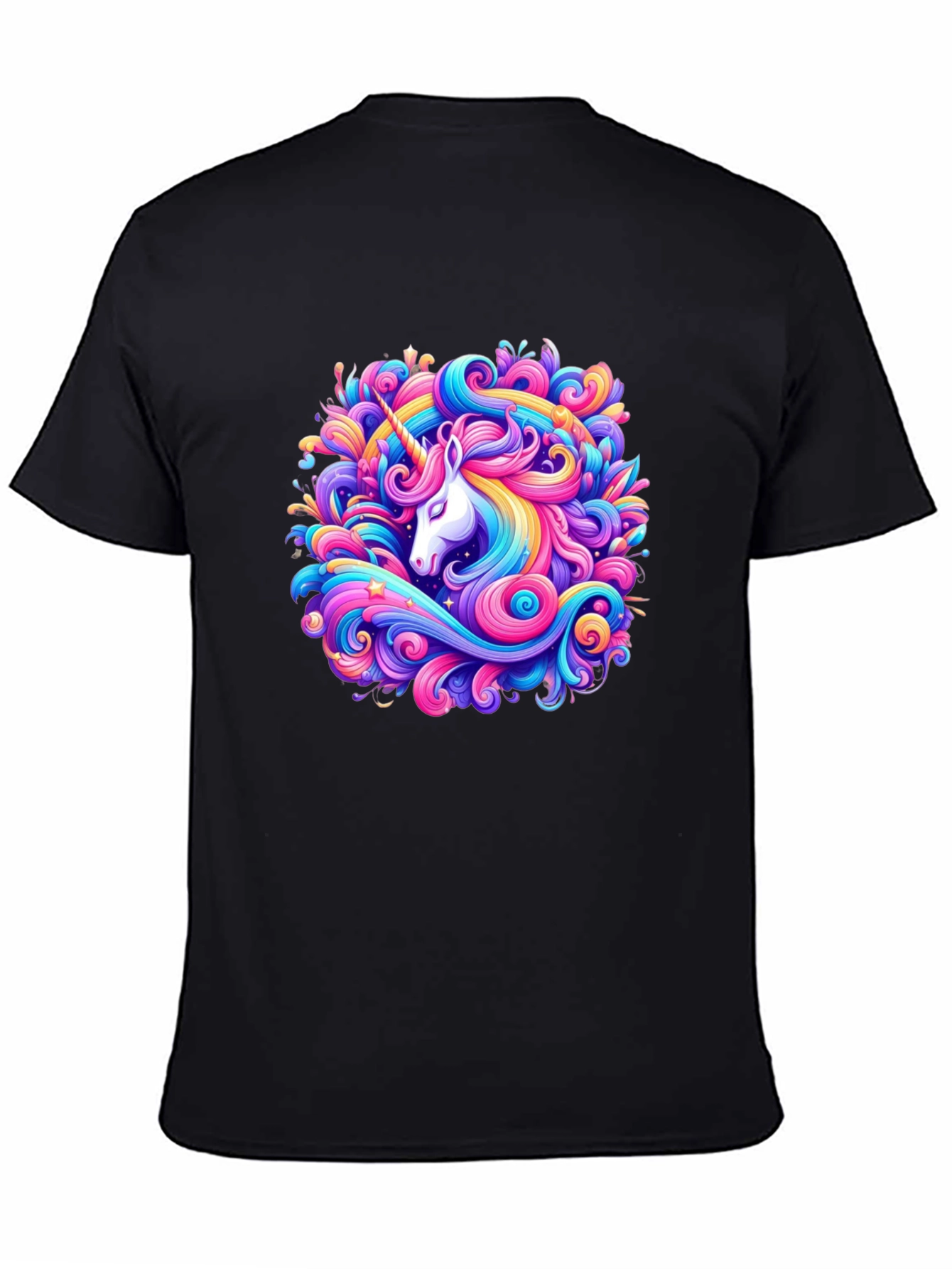 Unicorn Swirl Graphic Tee - Black
