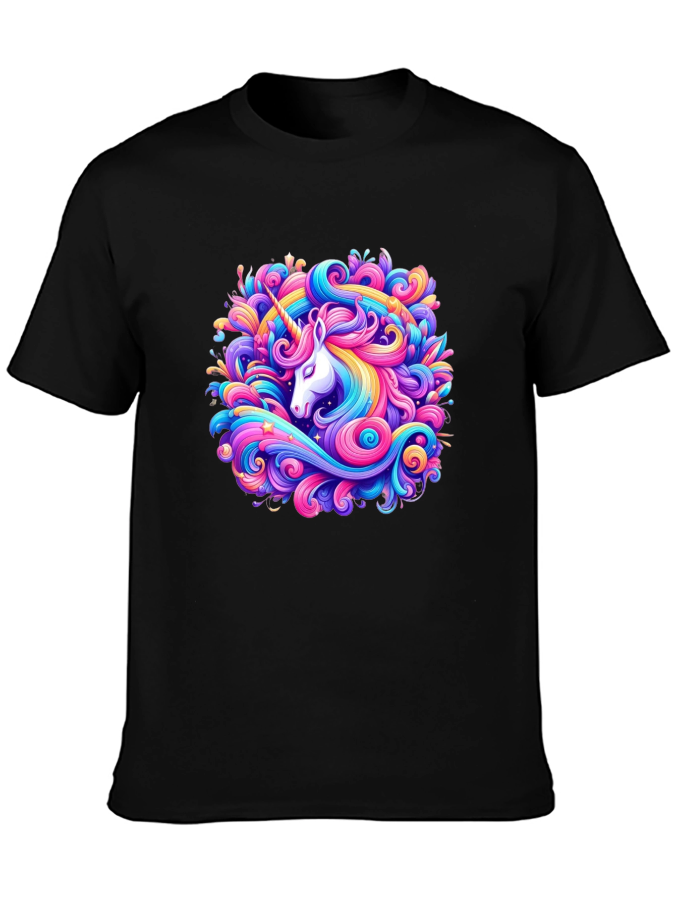 Unicorn Swirl Graphic Tee - Black