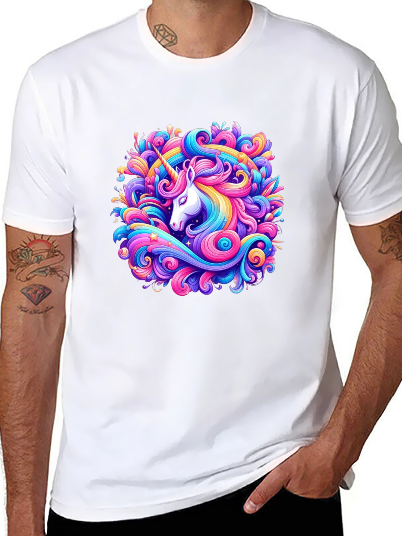 Unicorn Swirl Graphic Tee - Black