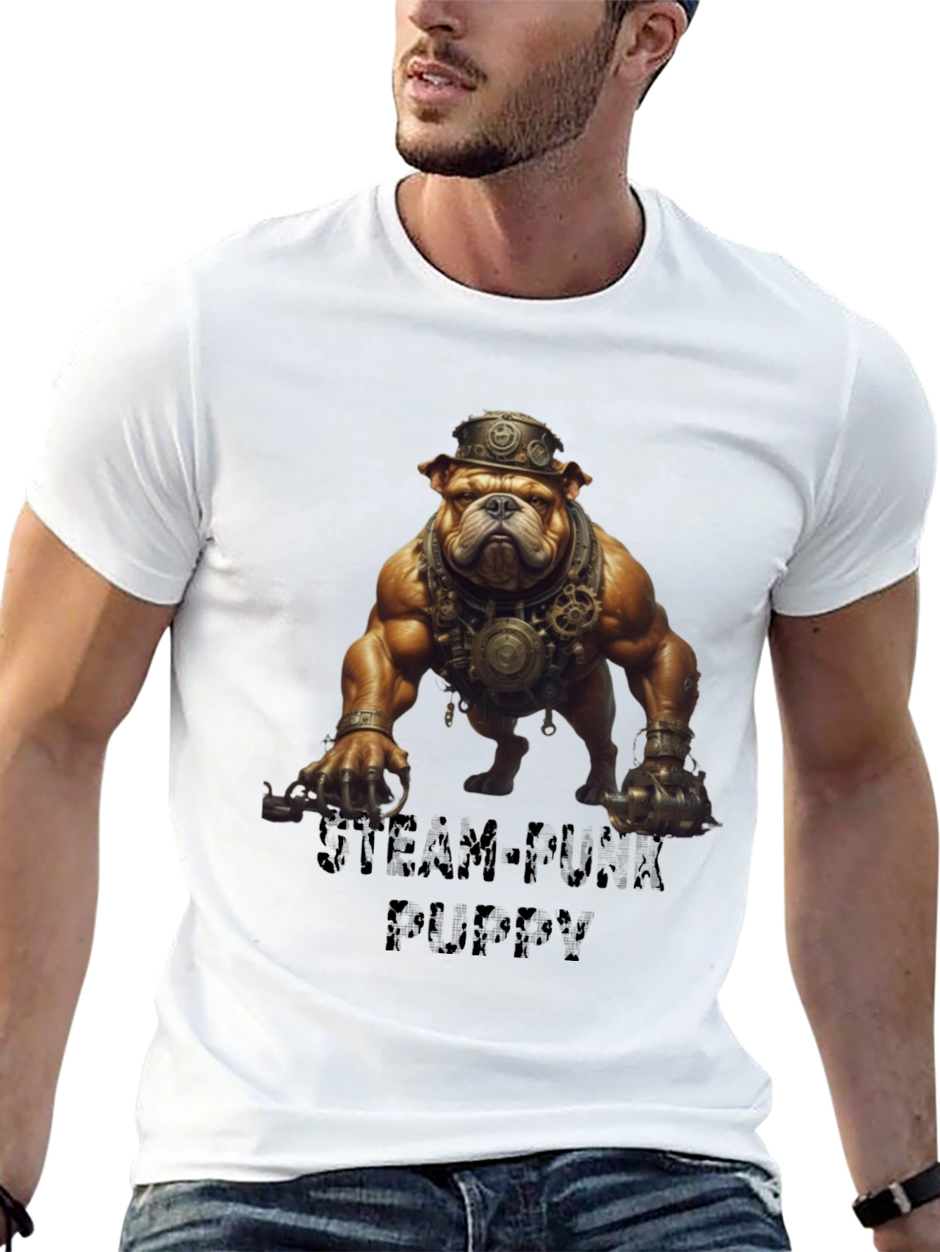 Steampunk Bulldog Graphic T-Shirt