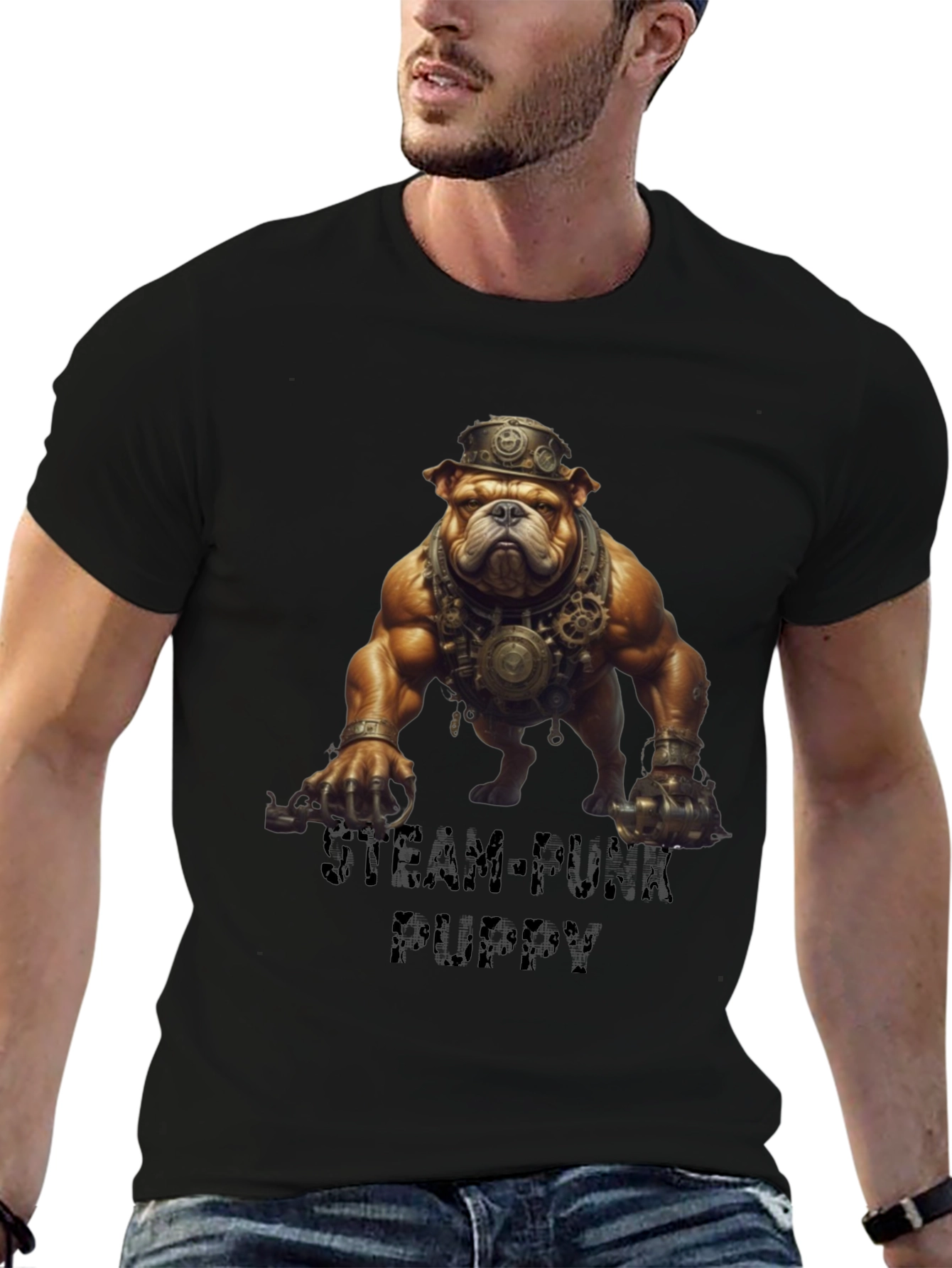 Steampunk Bulldog Graphic T-Shirt