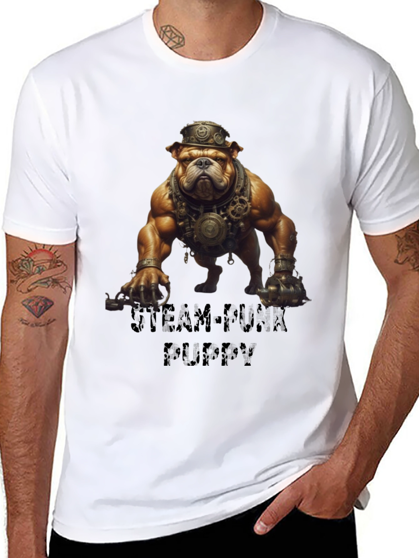 Steampunk Bulldog Graphic T-Shirt