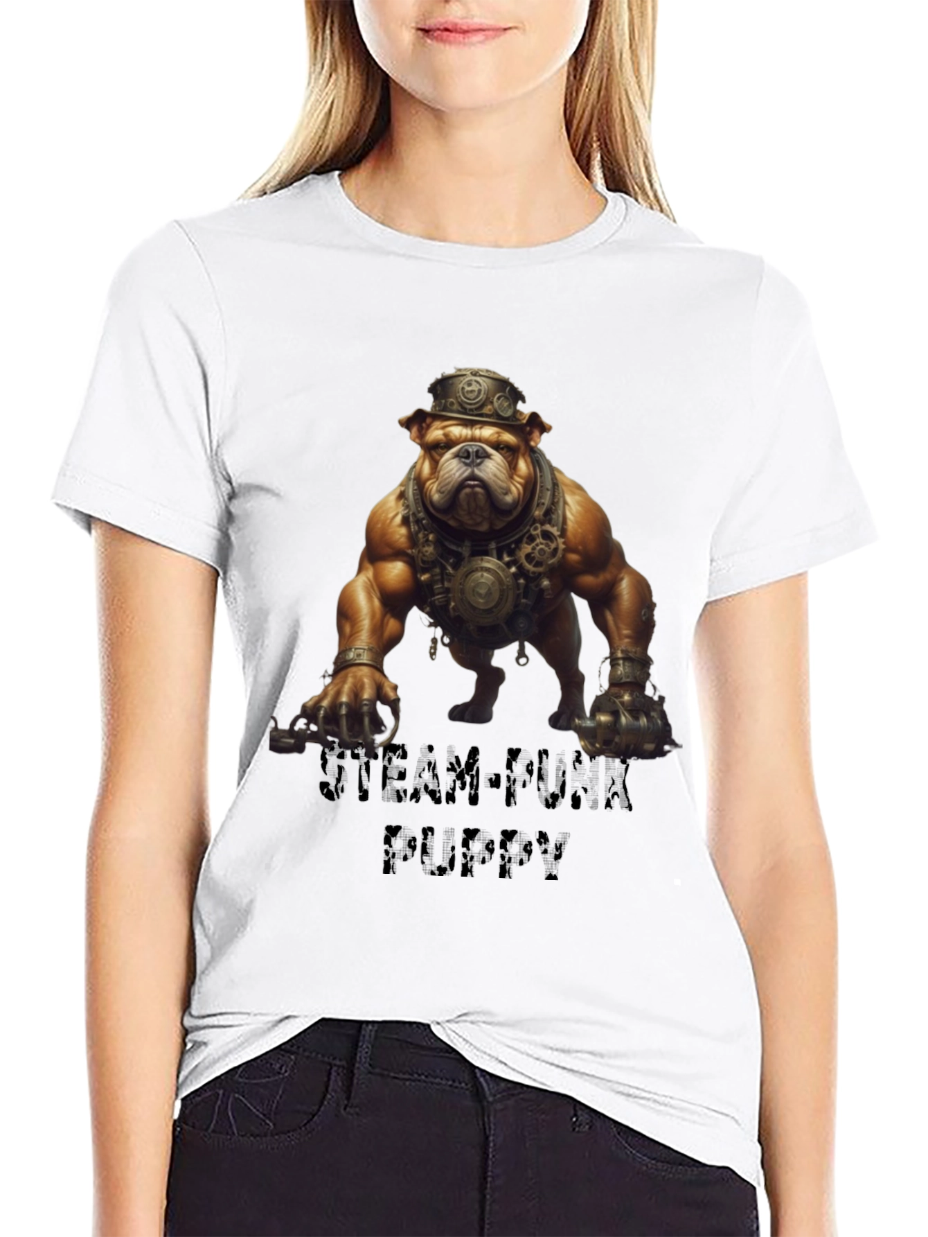 Steampunk Bulldog Graphic T-Shirt