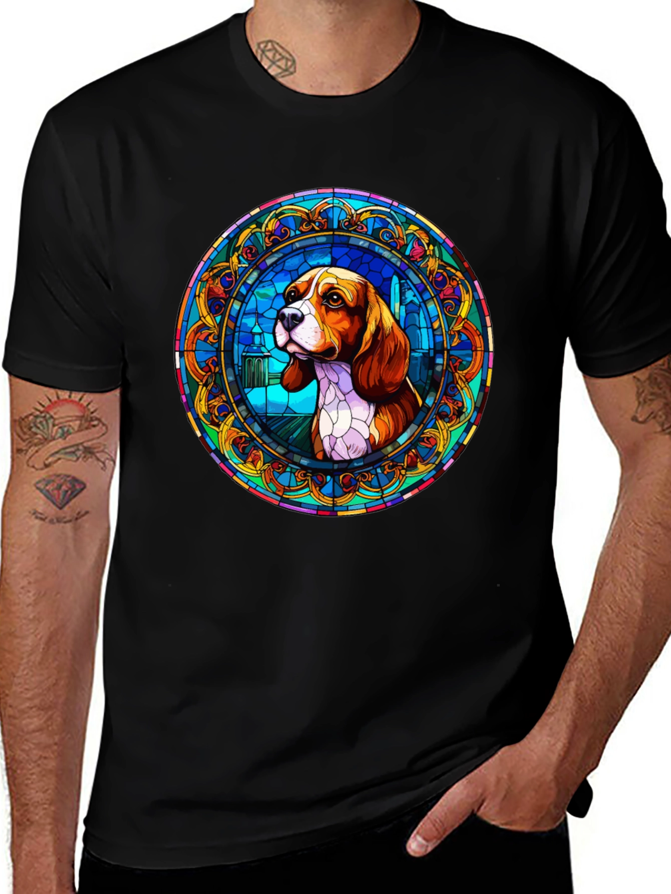 Beagle Stained Glass T-Shirt - Unique Dog Lover Gift