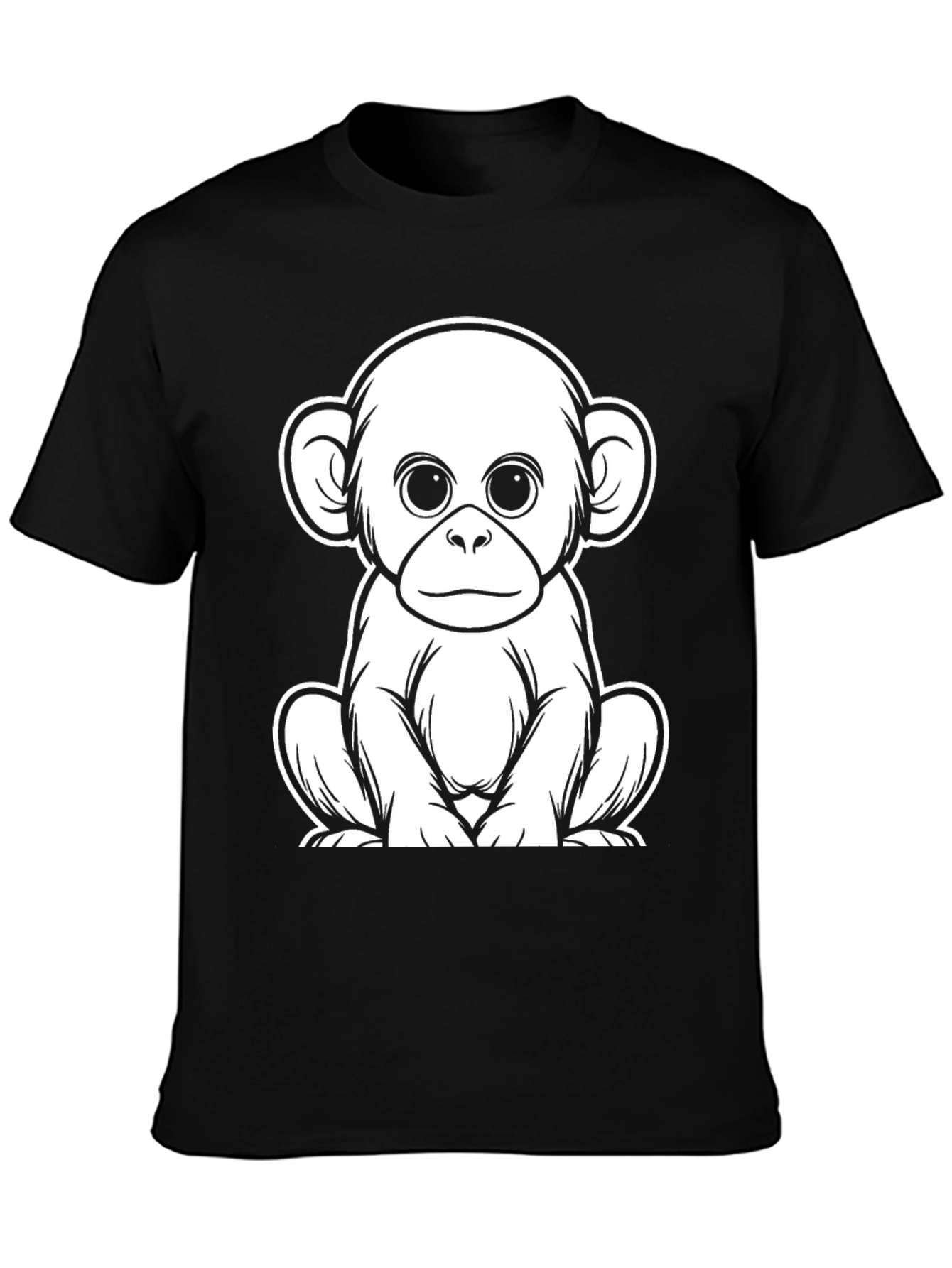 Cute Monkey Graphic Tee - Black