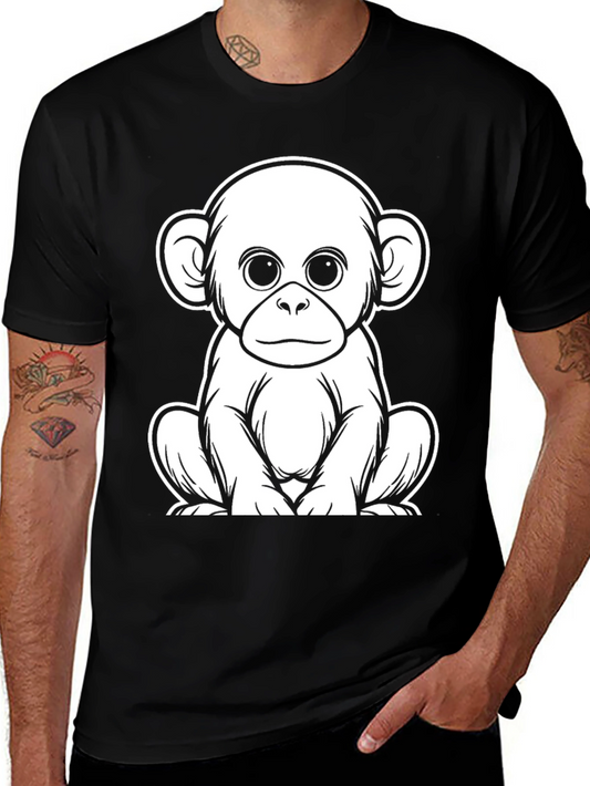 Cute Monkey Graphic Tee - Black