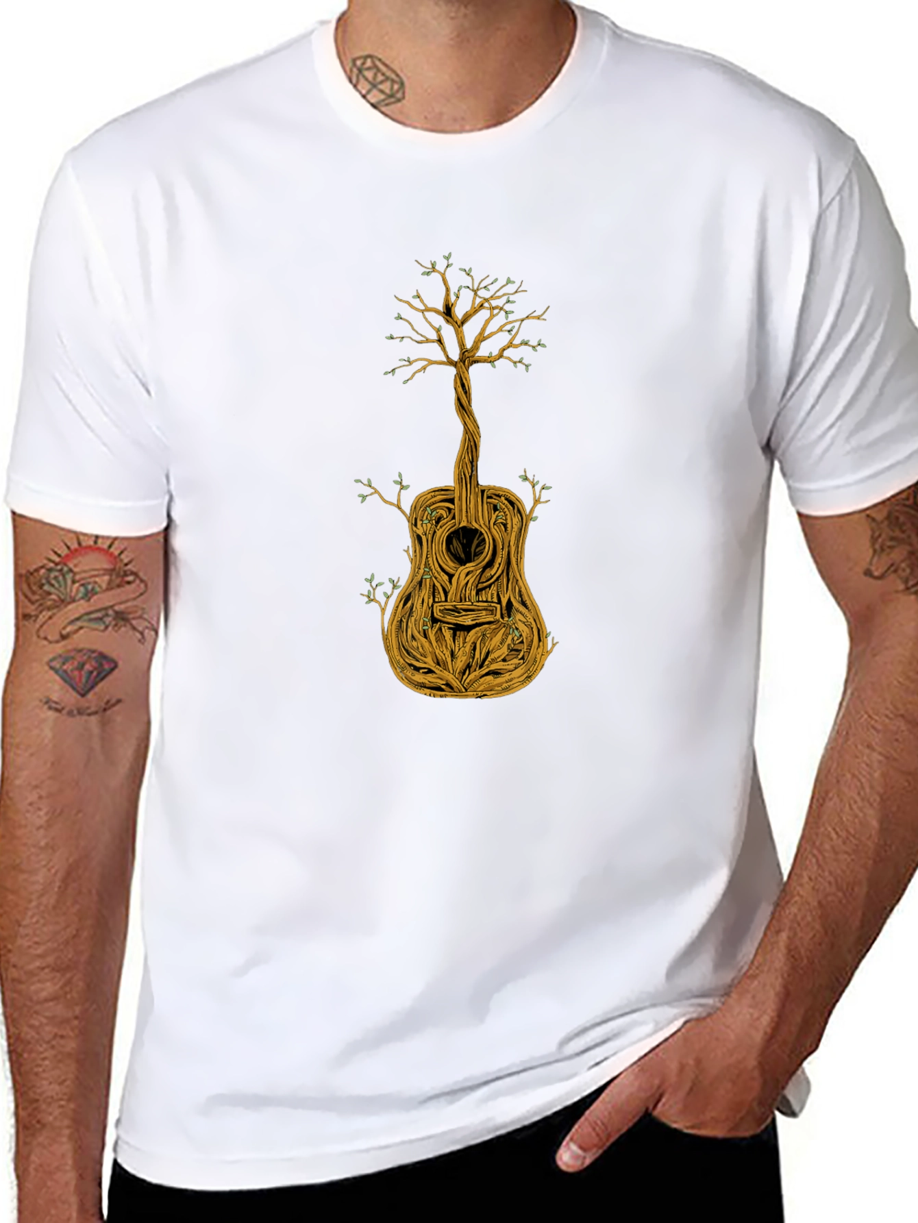 Guitar Tree Graphic Tee - Black Cotton Blend