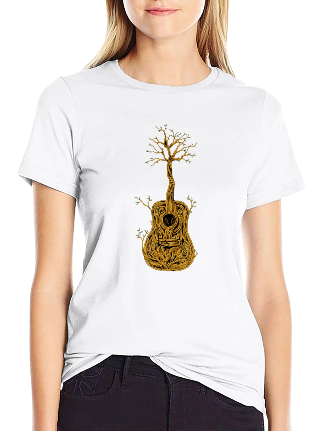 Guitar Tree Graphic Tee - Black Cotton Blend