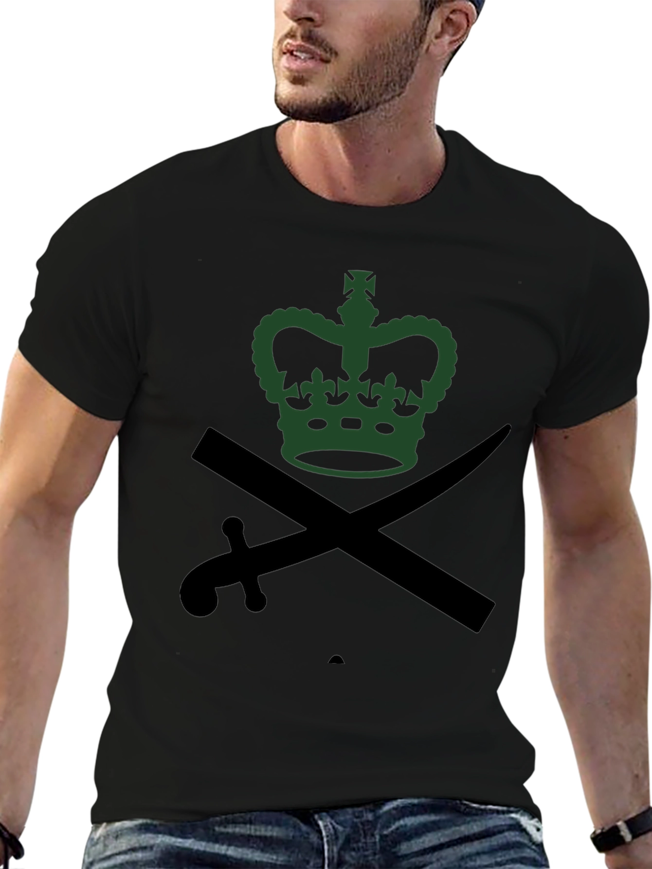 Crown & Crossed Swords Graphic Tee - Black