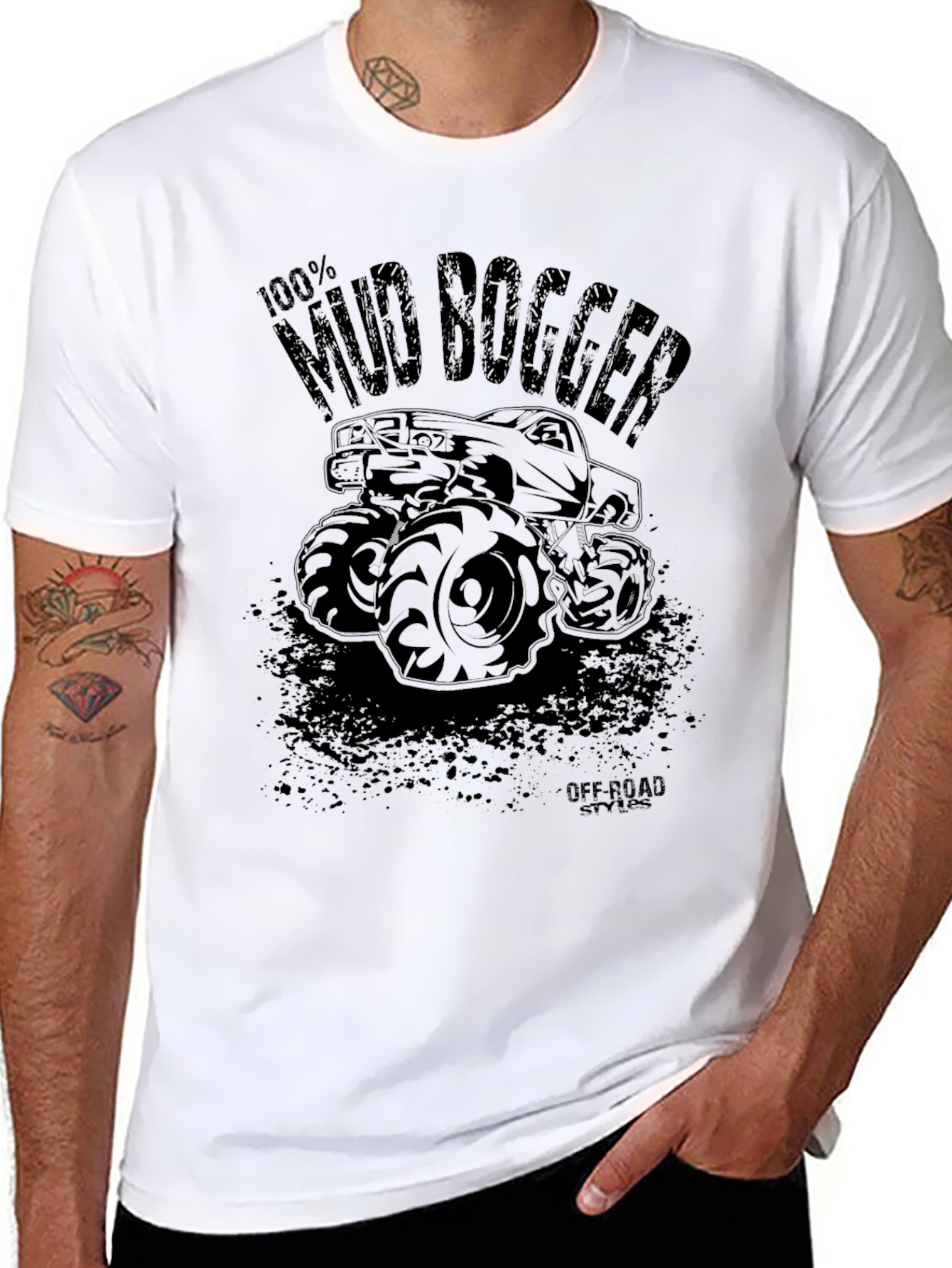 100% Mud Bogger Off-Road Black T-Shirt