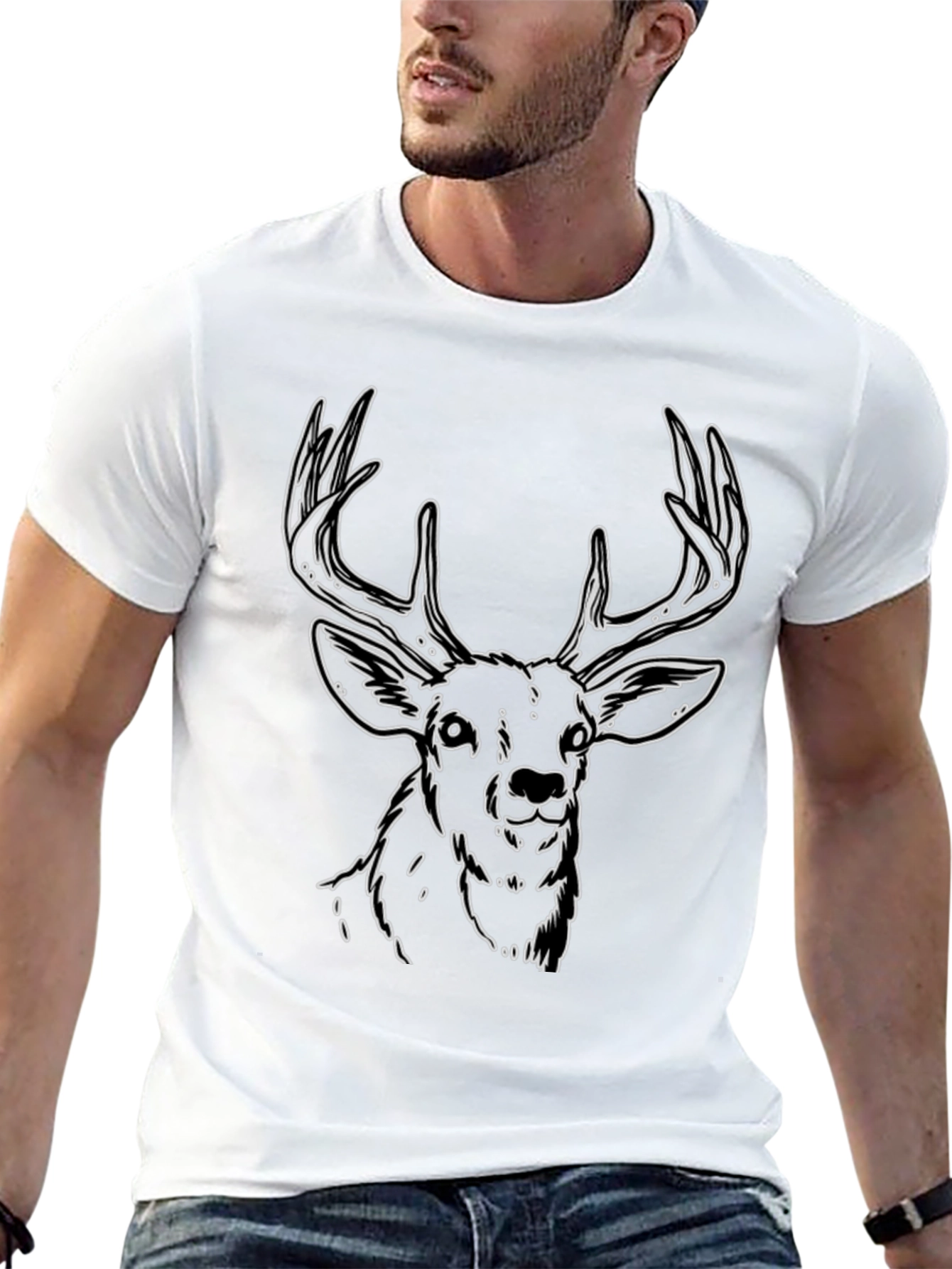 Black Deer Outline Graphic Tee