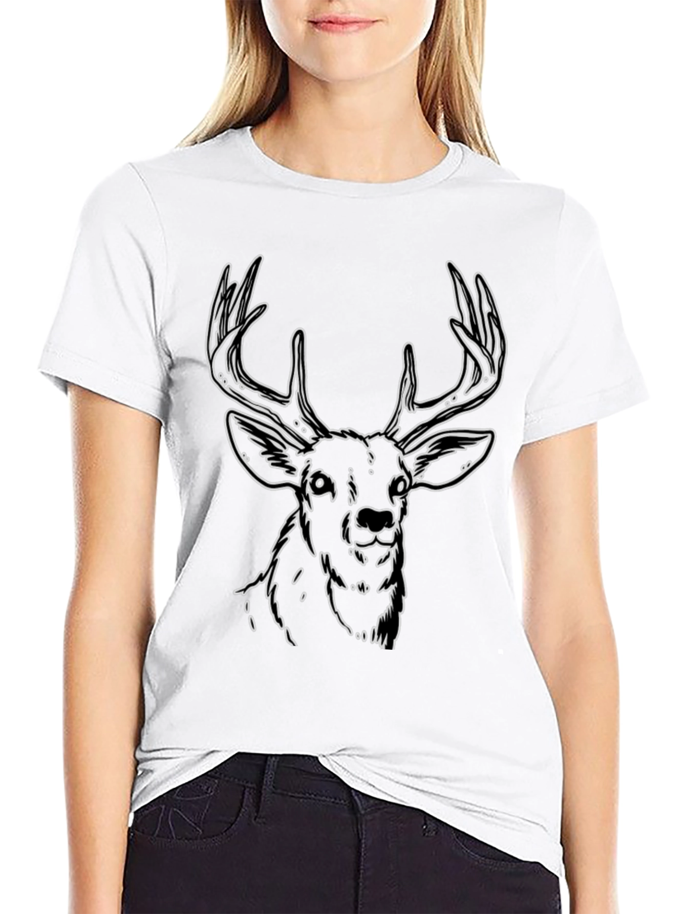 Black Deer Outline Graphic Tee