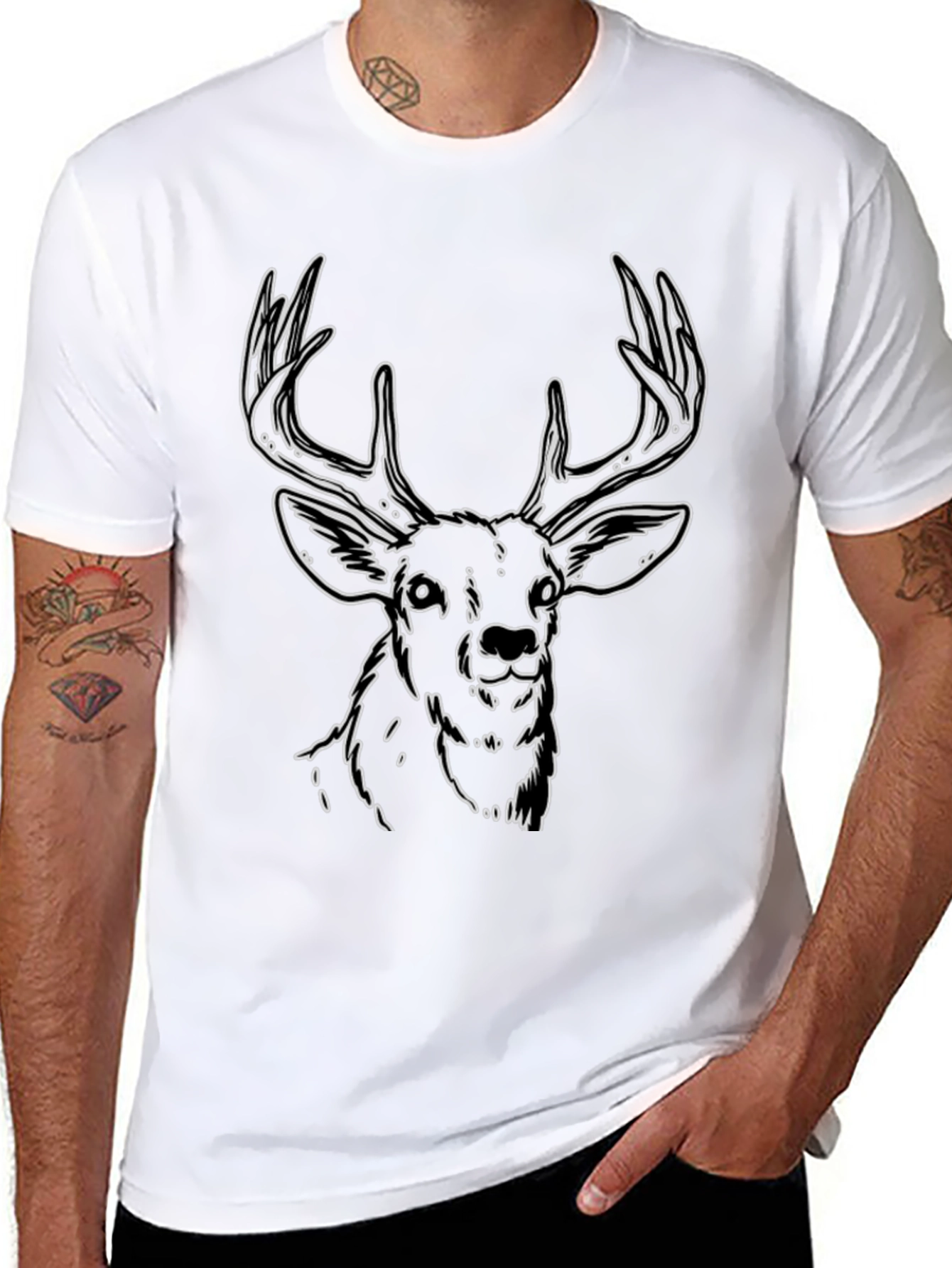 Black Deer Outline Graphic Tee