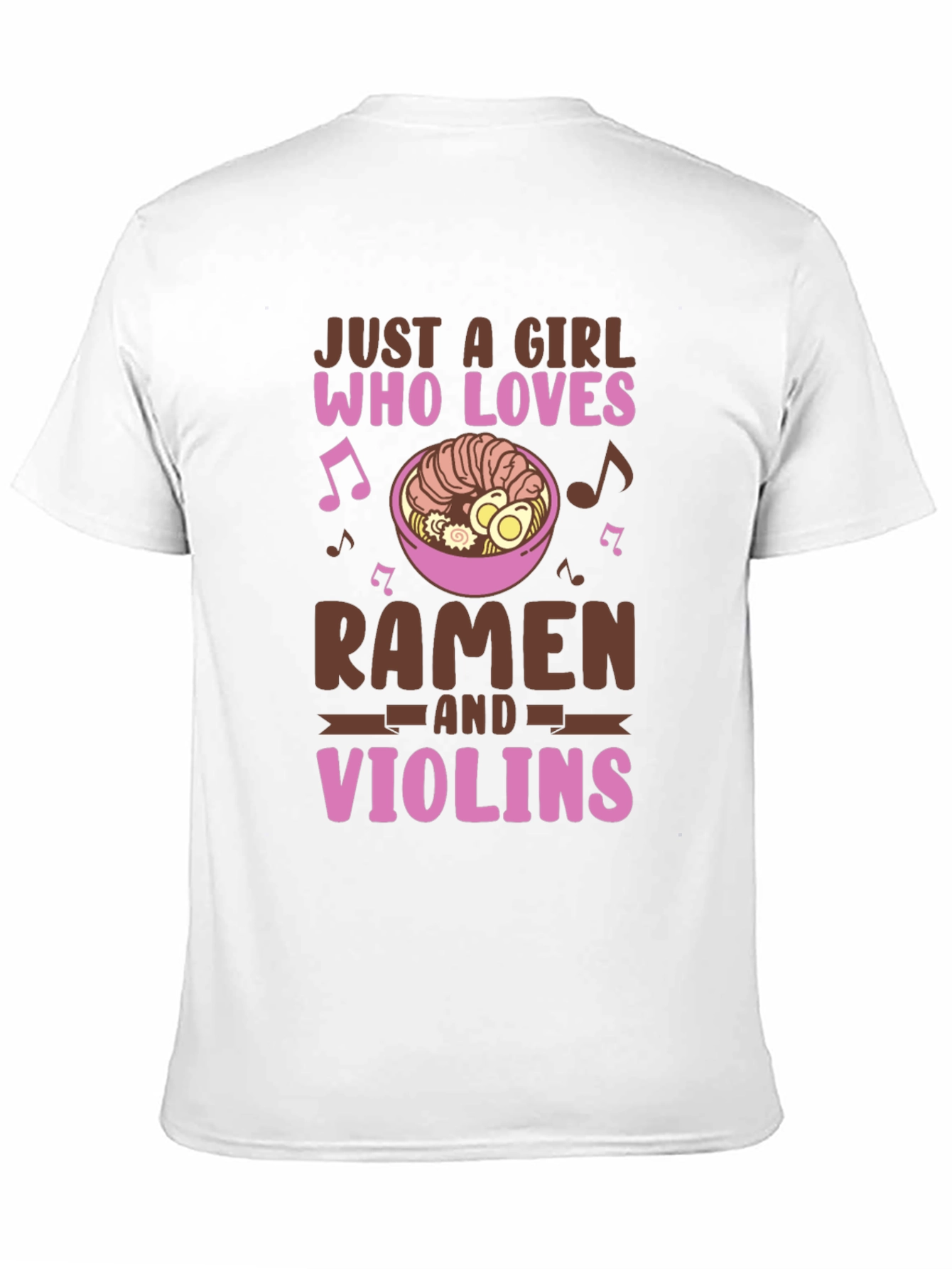 Ramen & Violin Lover T-Shirt - Cute Girl Design