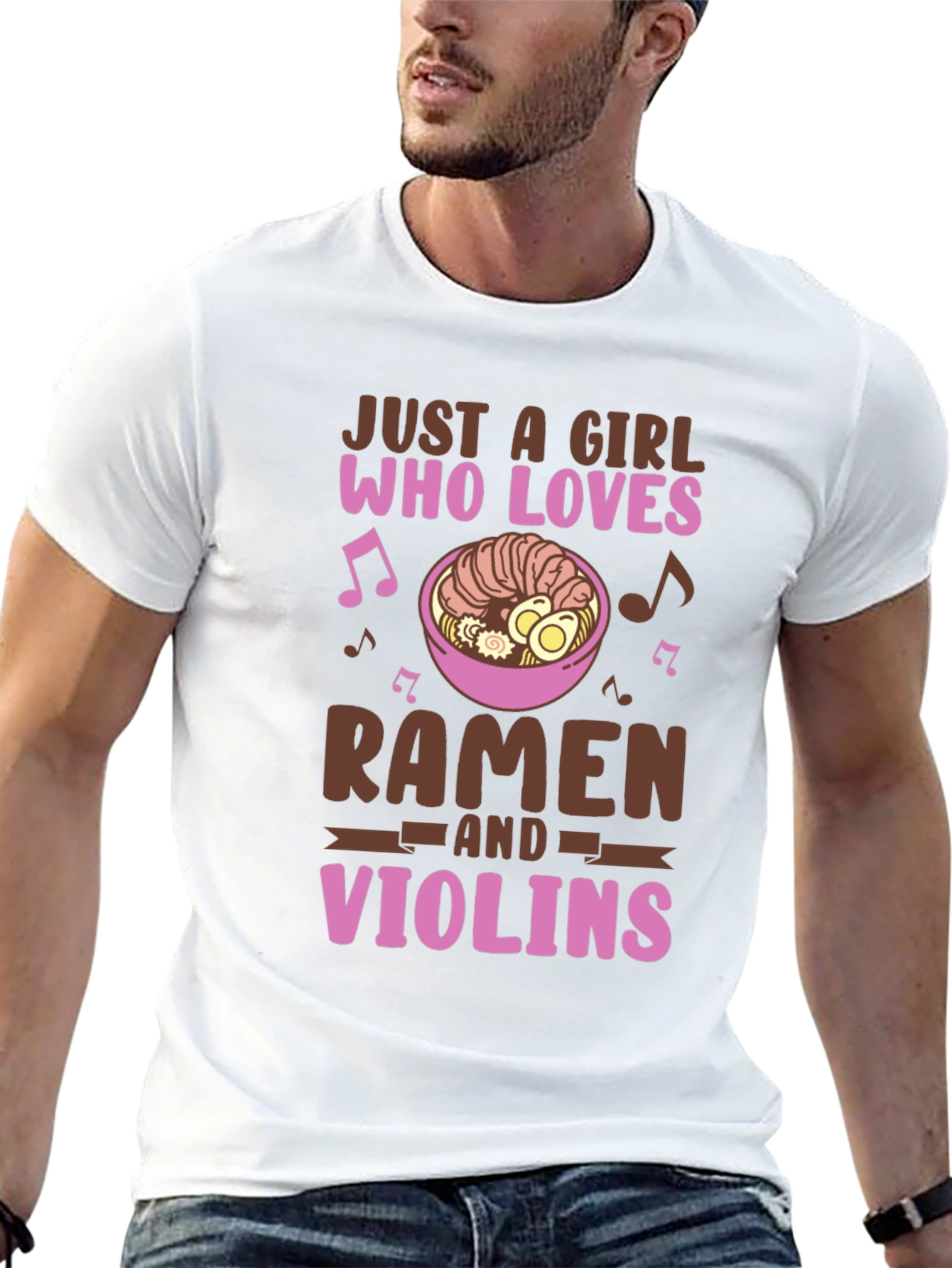Ramen & Violin Lover T-Shirt - Cute Girl Design