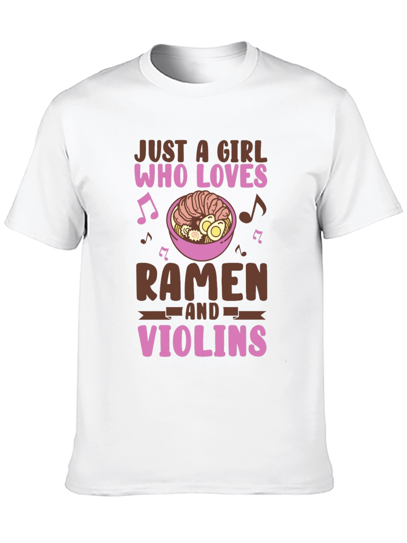 Ramen & Violin Lover T-Shirt - Cute Girl Design