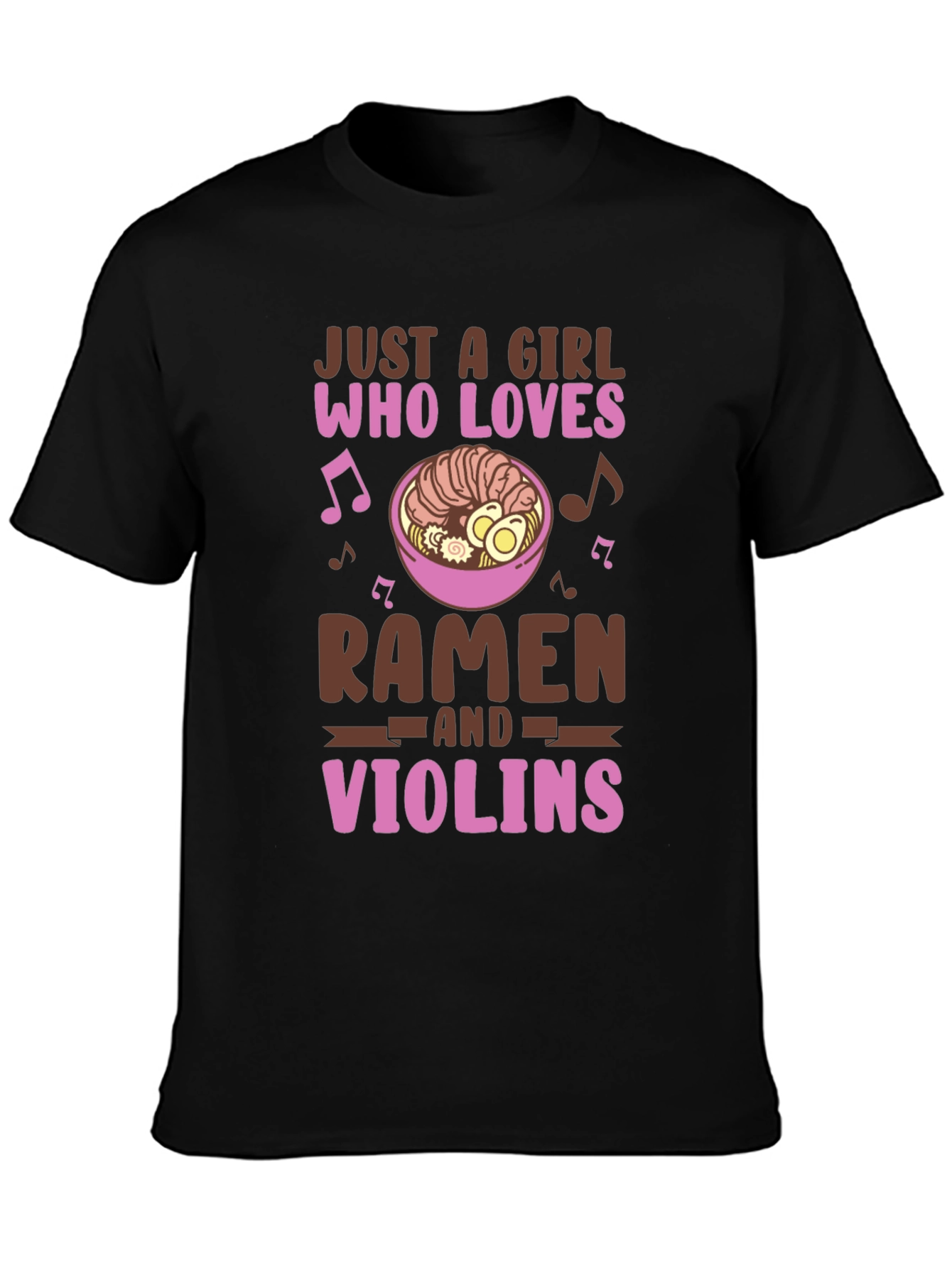 Ramen & Violin Lover T-Shirt - Cute Girl Design