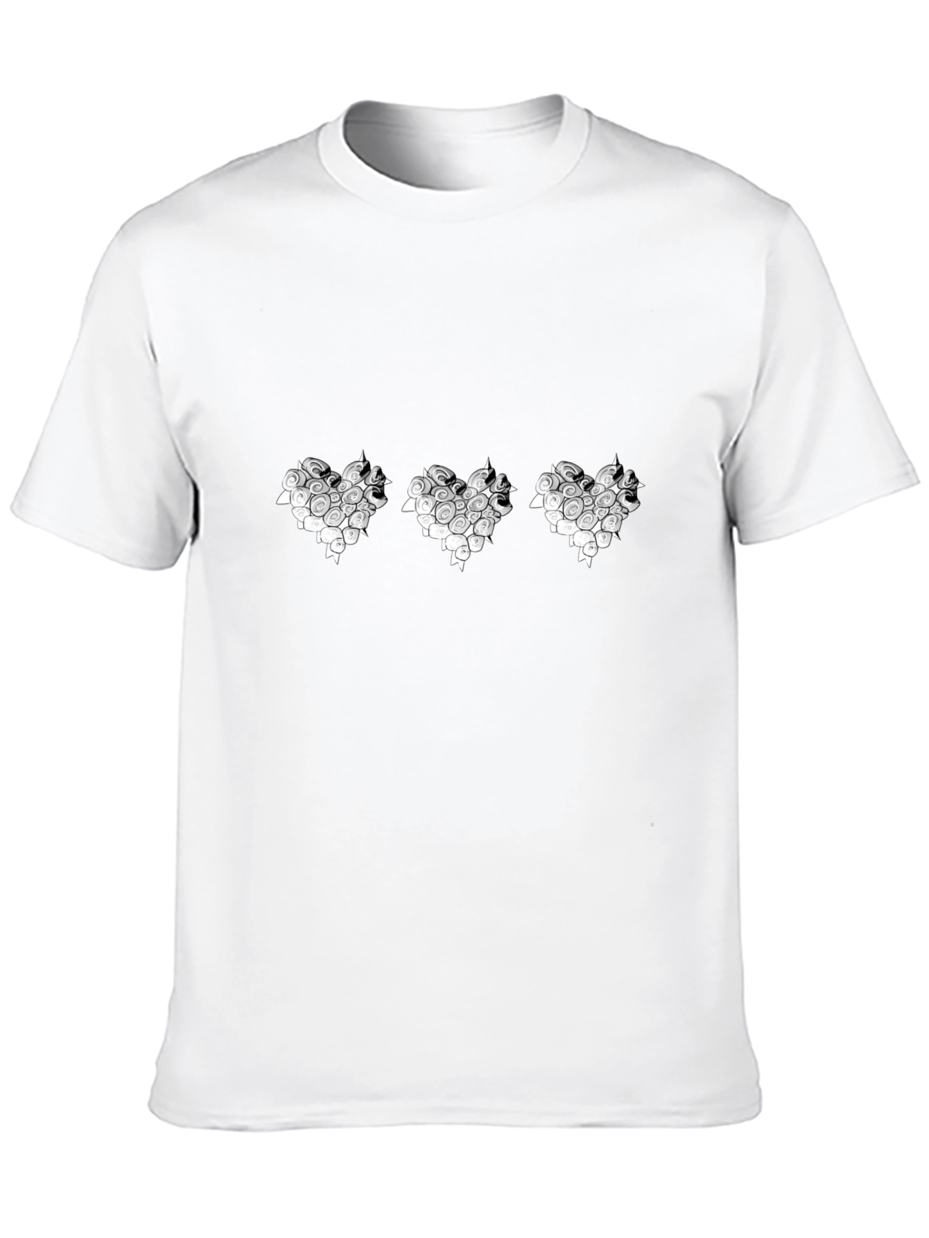 Mens Black T-Shirt with Triple Heart Graphic