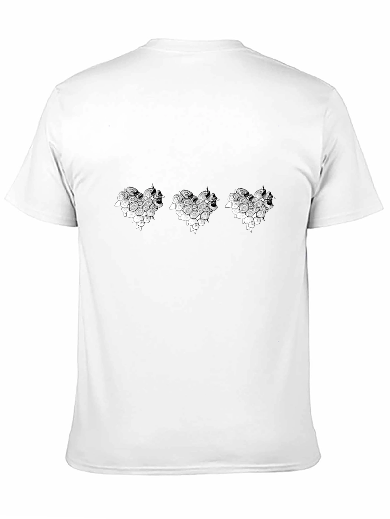 Mens Black T-Shirt with Triple Heart Graphic