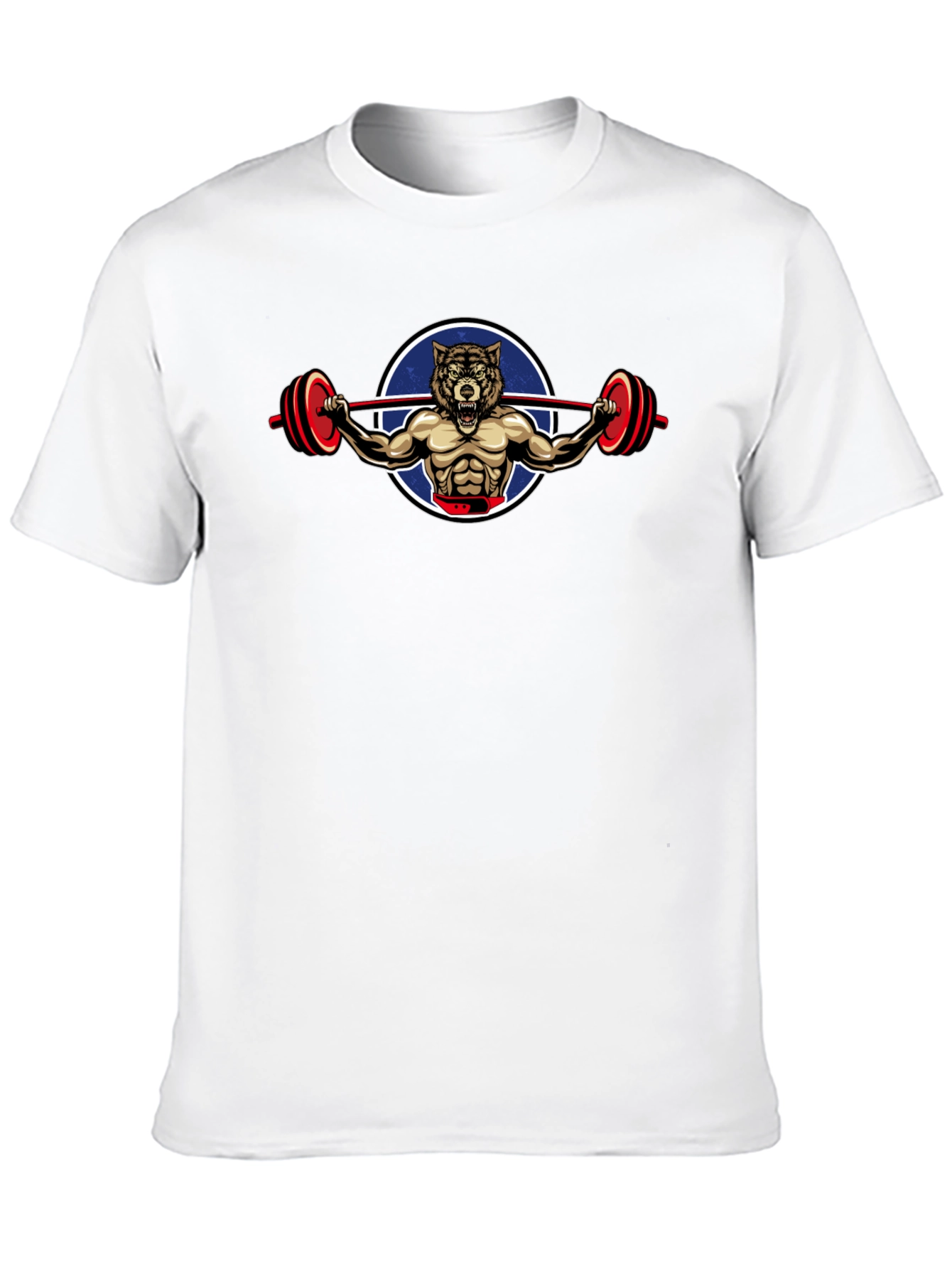 Wolf Gym Bodybuilder Graphic Print Black T-Shirt