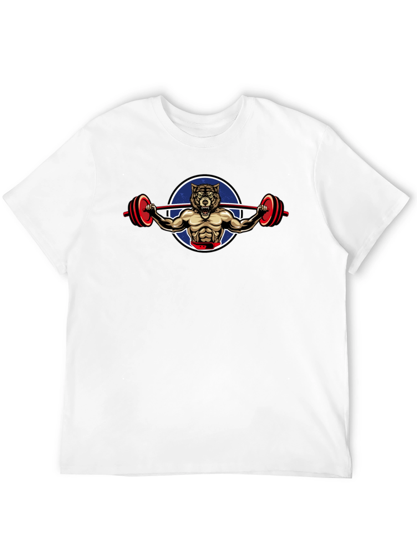 Wolf Gym Bodybuilder Graphic Print Black T-Shirt