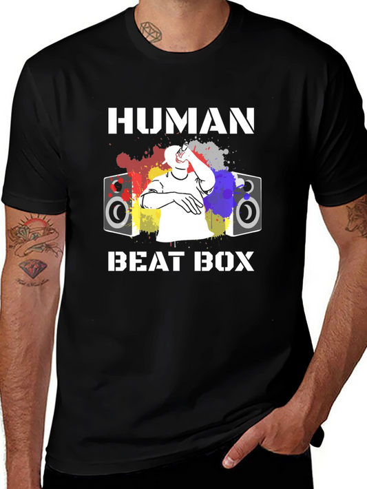 Human Beat Box Graphic Tee - Black Cotton Blend T-Shirt
