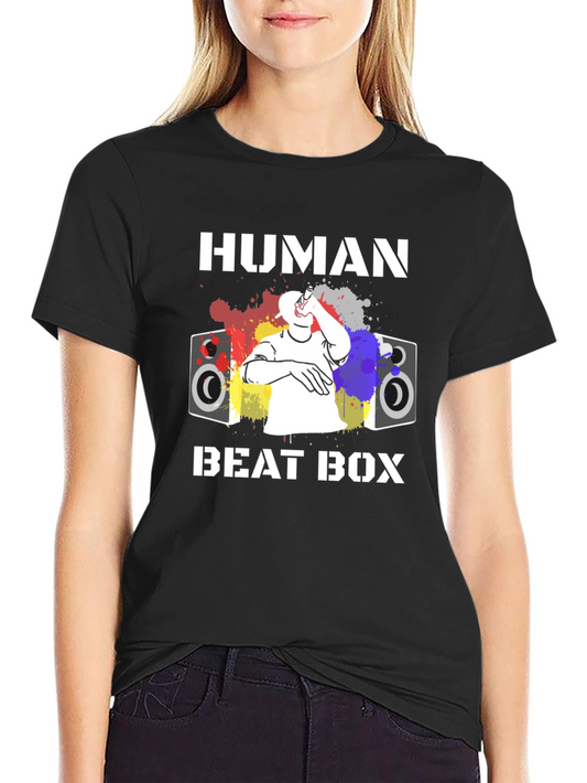 Human Beat Box Graphic Tee - Black Cotton Blend T-Shirt