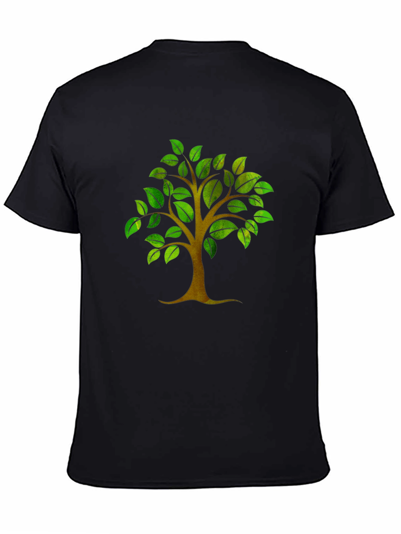 Nature Tree Graphic Print Mens Black T-Shirt