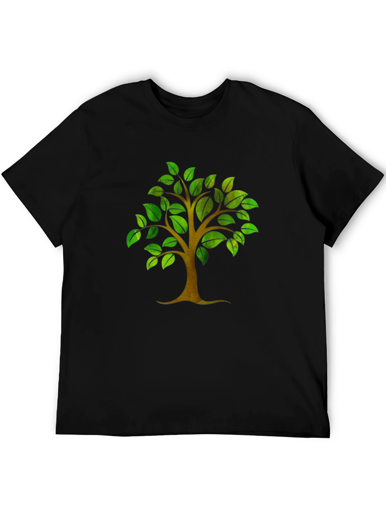 Nature Tree Graphic Print Mens Black T-Shirt
