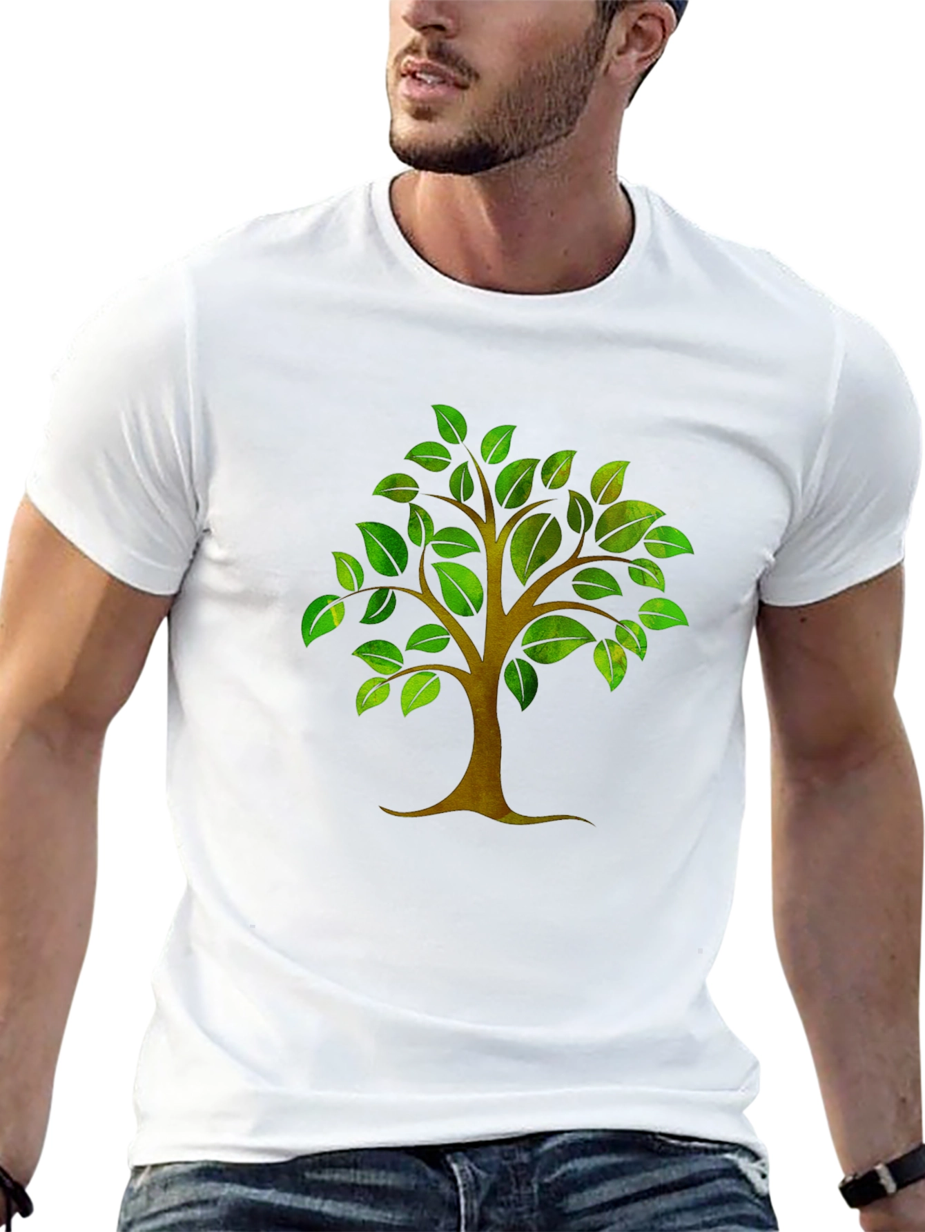 Nature Tree Graphic Print Mens Black T-Shirt