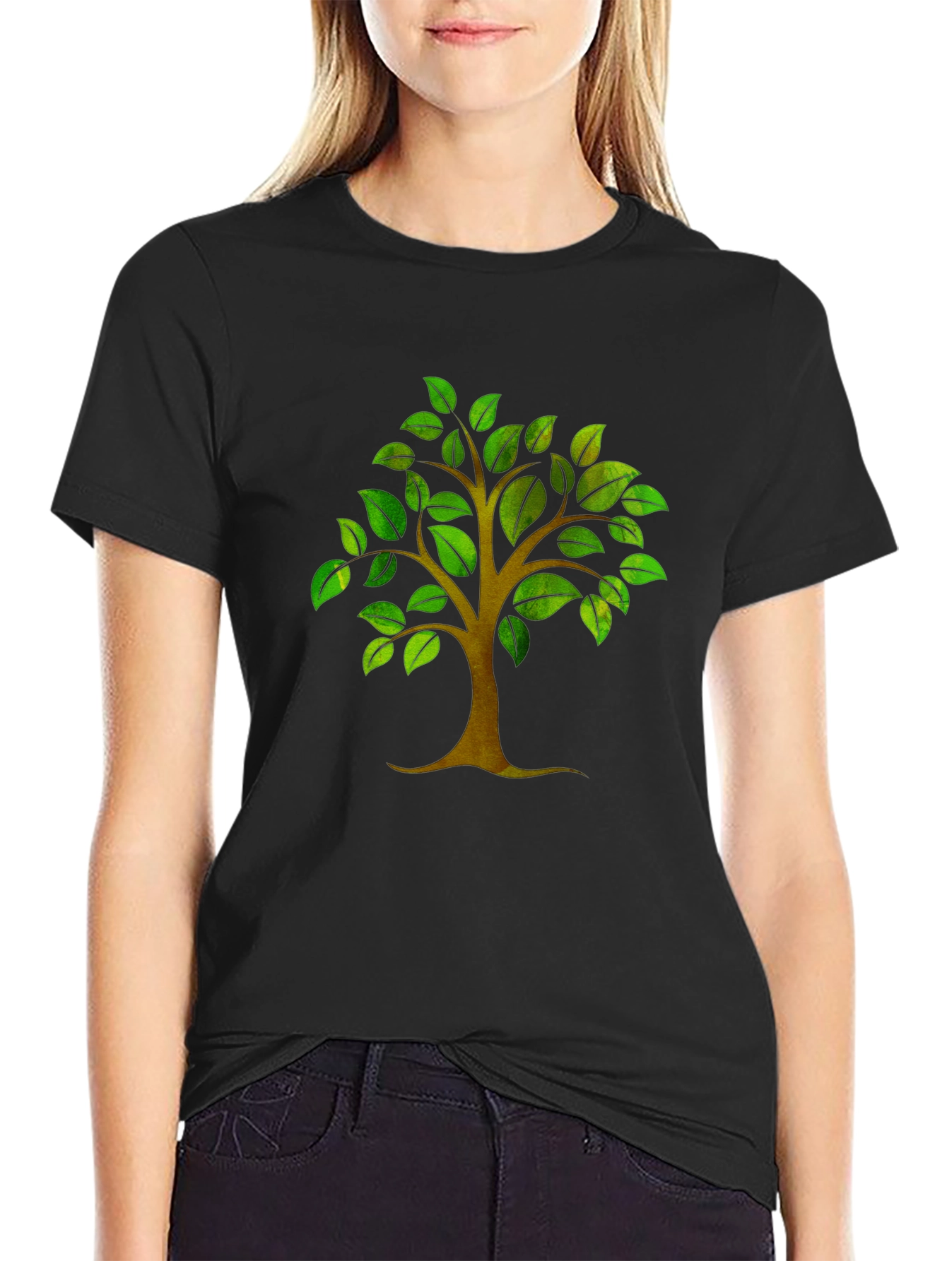 Nature Tree Graphic Print Mens Black T-Shirt