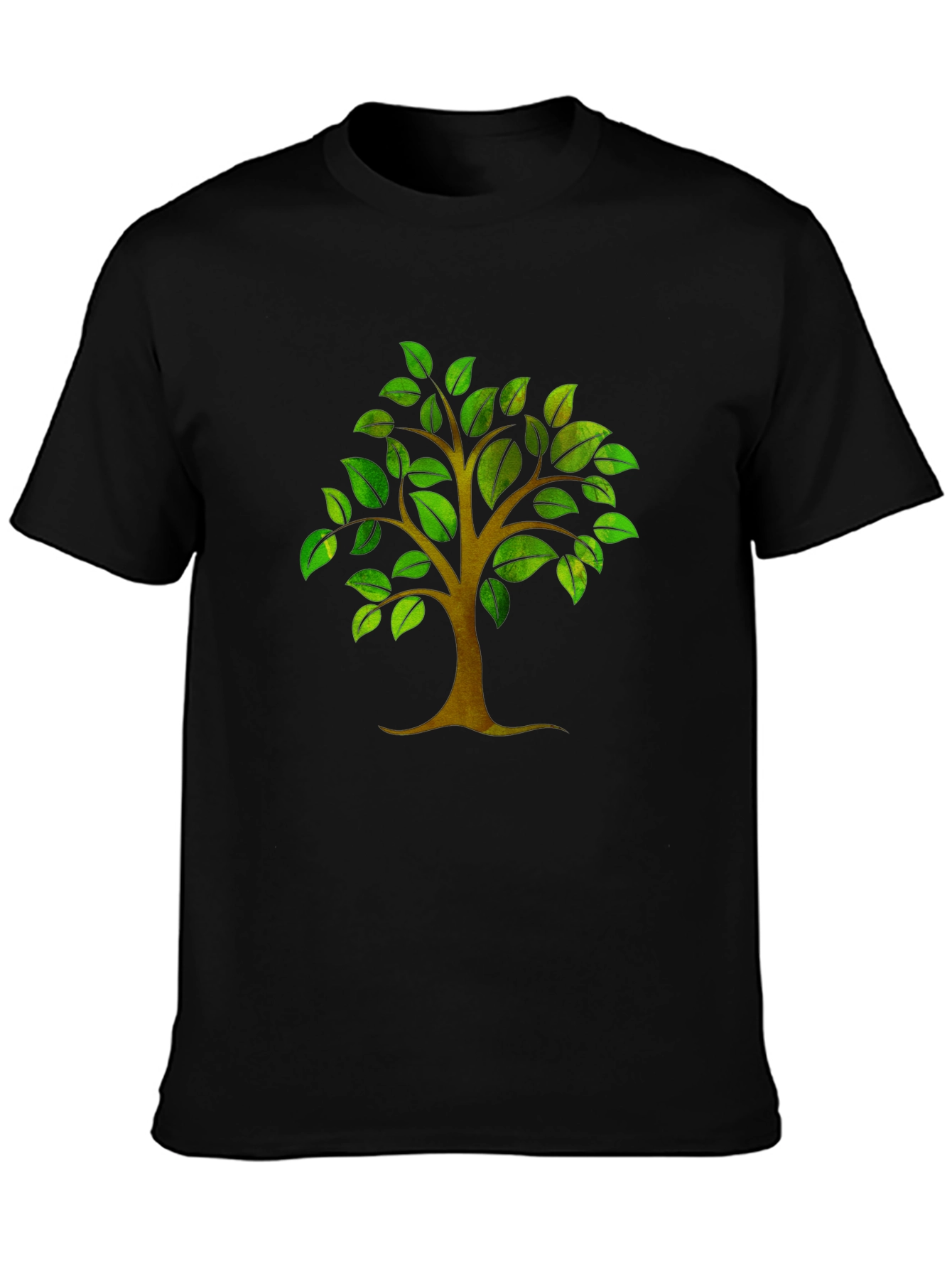 Nature Tree Graphic Print Mens Black T-Shirt