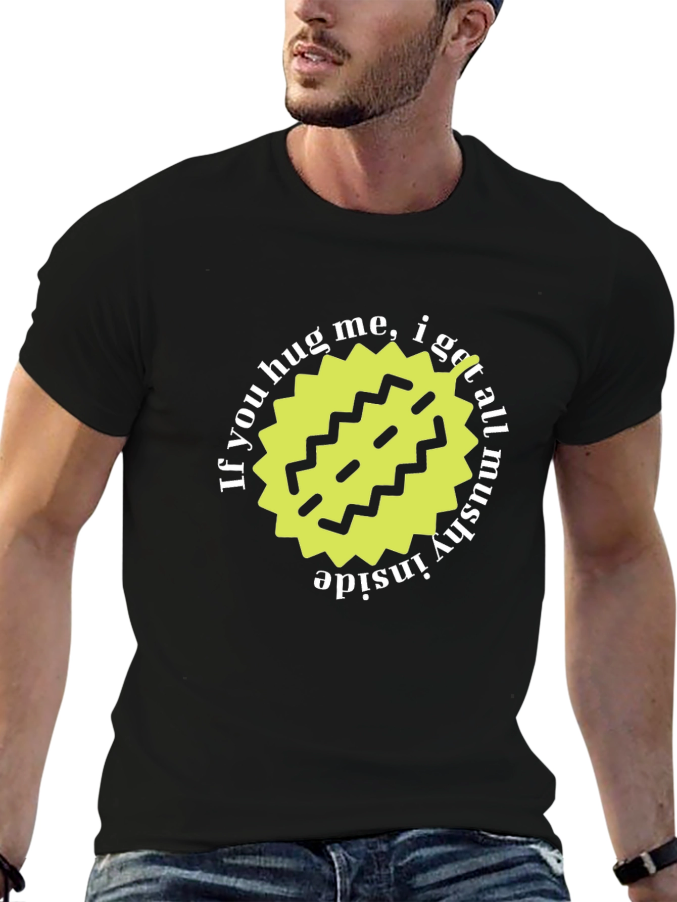 Hug Me Mushy Inside Black T-Shirt