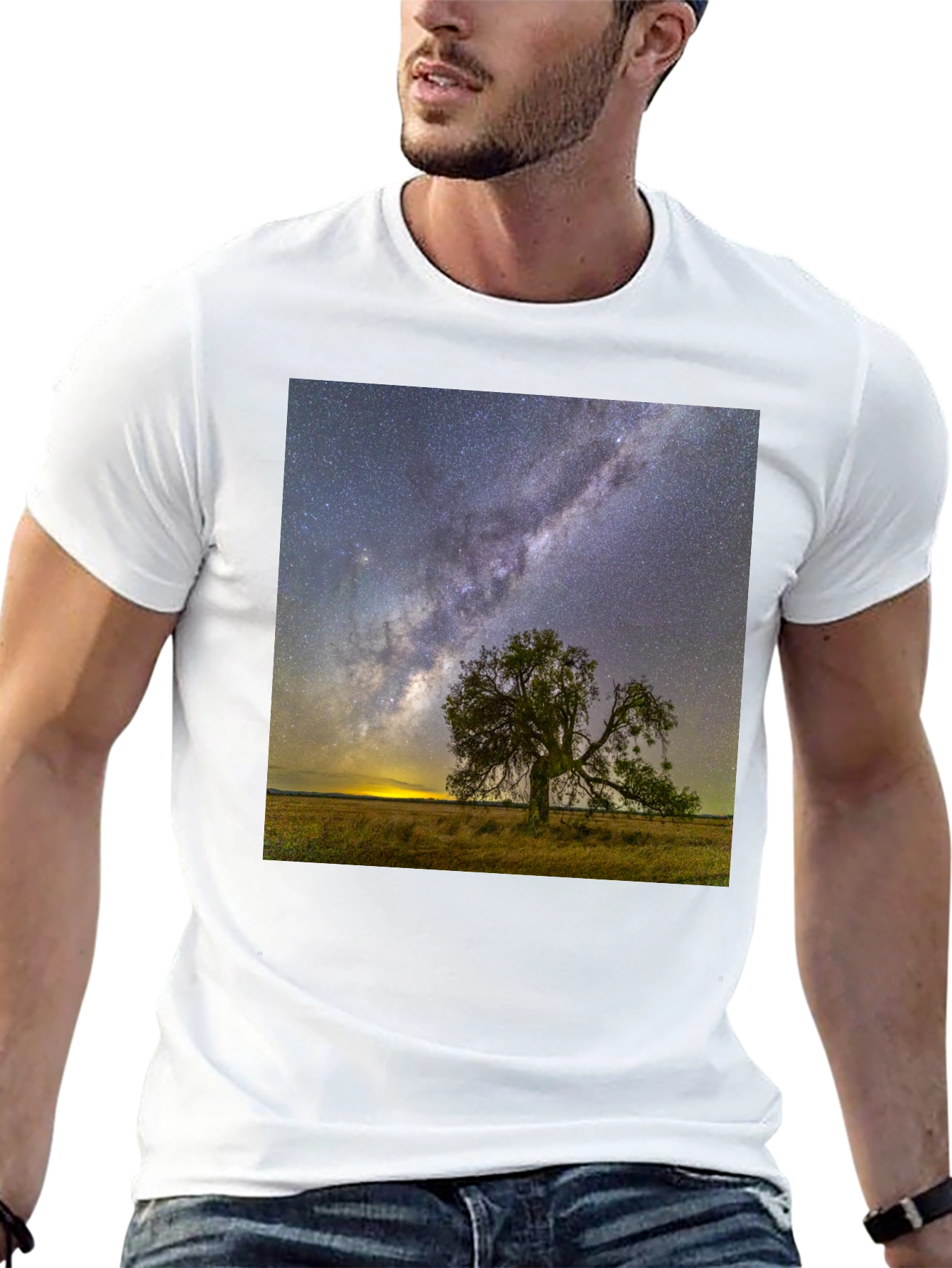 Starry Night Tree Graphic Tee - Unique Design