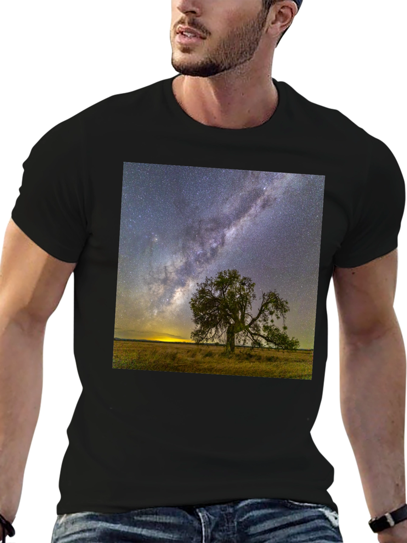 Starry Night Tree Graphic Tee - Unique Design