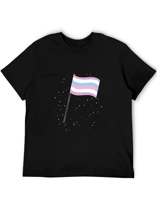 Trans Pride Flag Graphic Tee - Soft Black Cotton Shirt