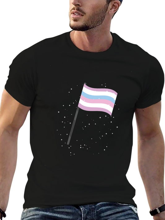Trans Pride Flag Graphic Tee - Soft Black Cotton Shirt