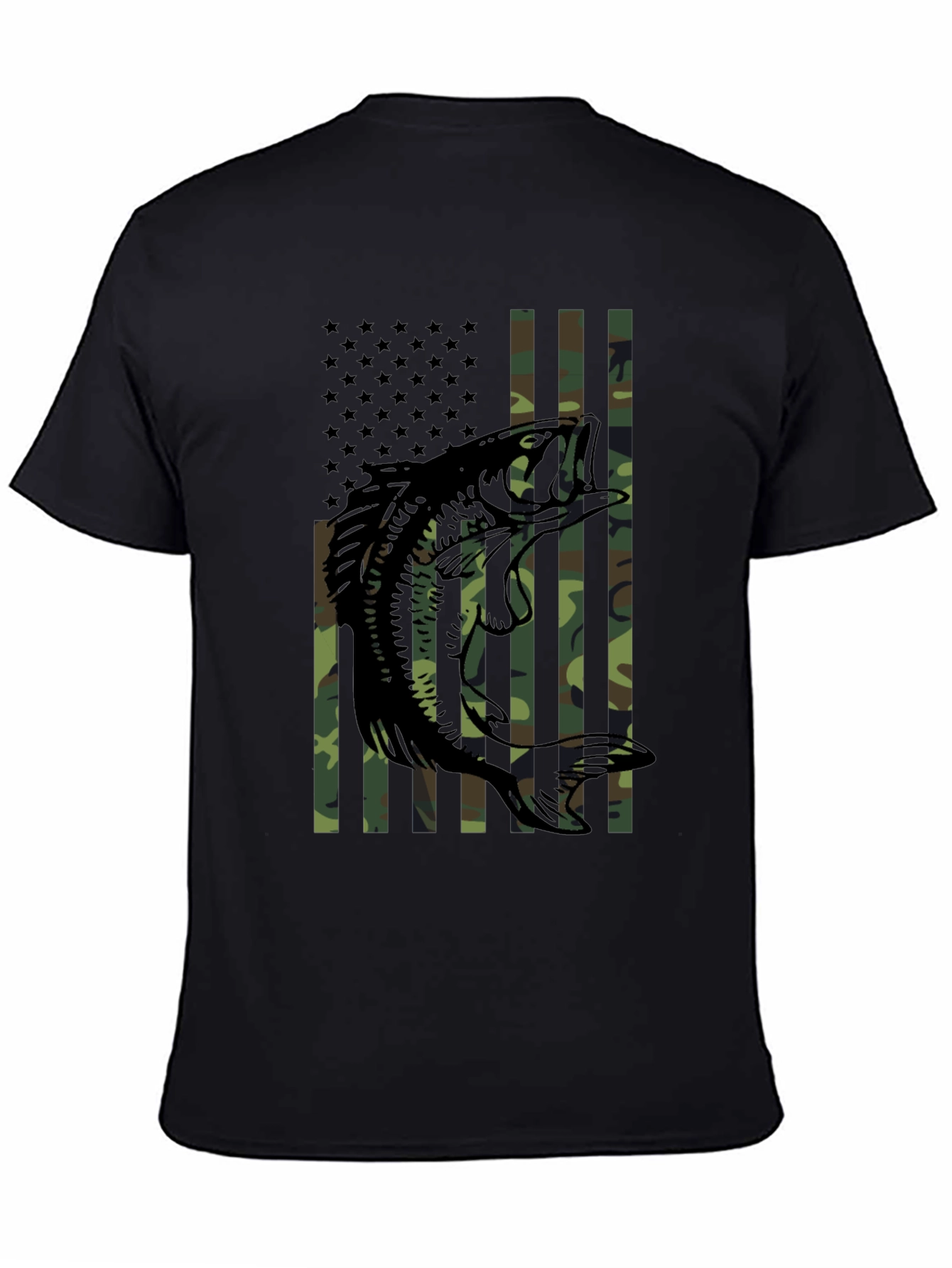 Bass Fishing Camo Flag T-Shirt