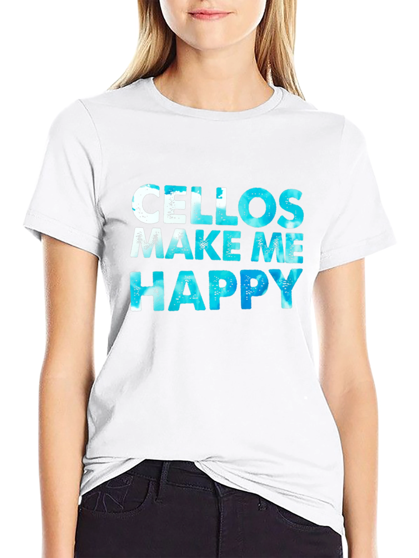 Cellos Make Me Happy Black Graphic T-Shirt