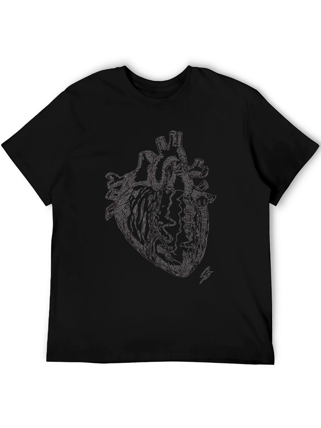 Anatomical Heart Print Black T-Shirt