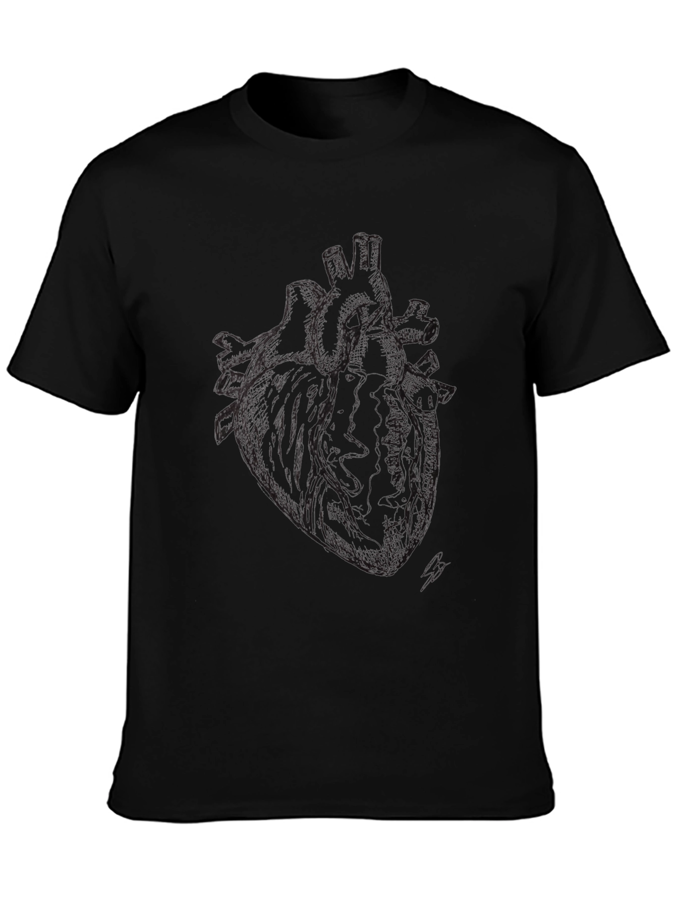 Anatomical Heart Print Black T-Shirt