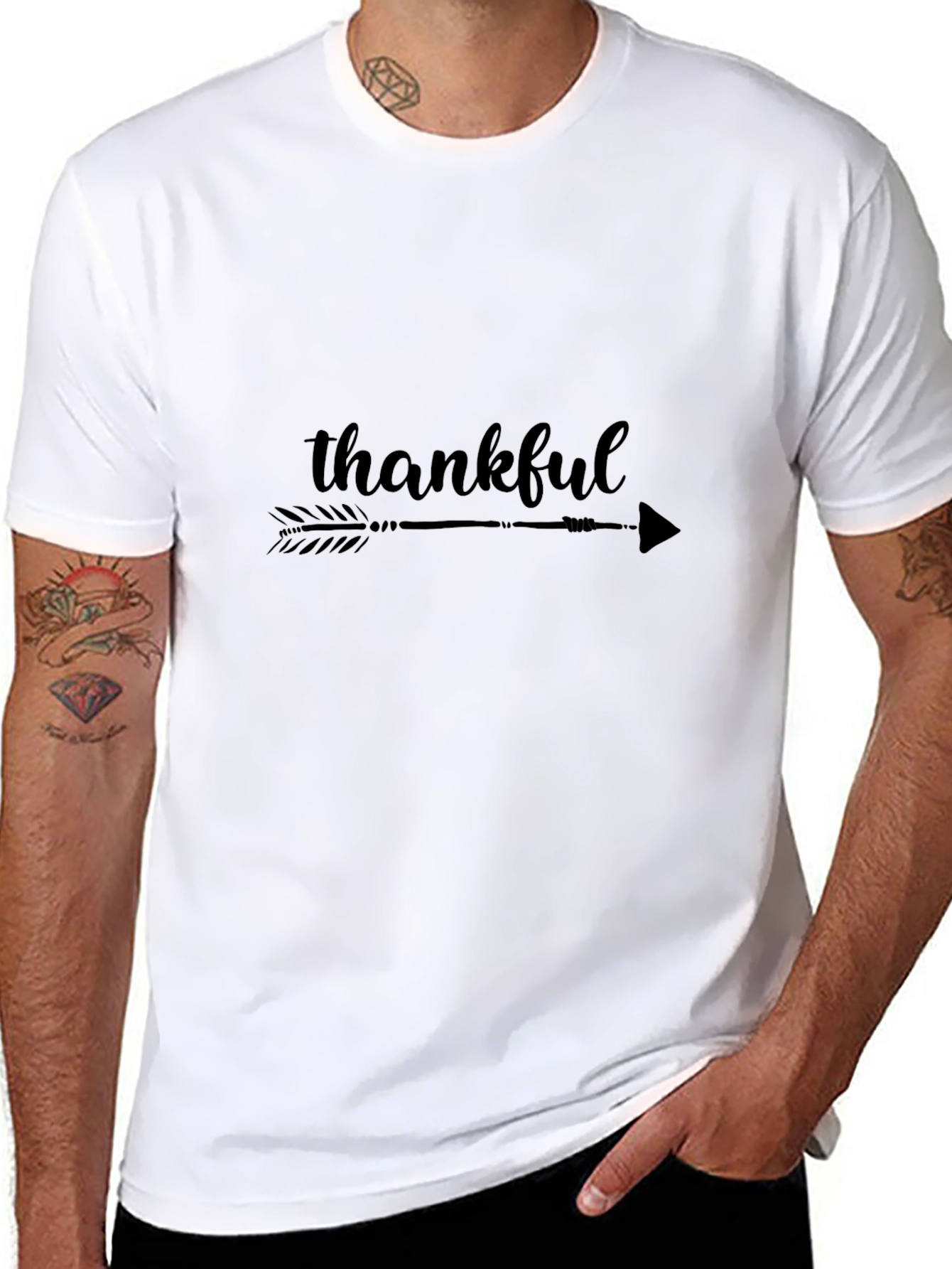 Thankful Arrow Graphic Black T-Shirt