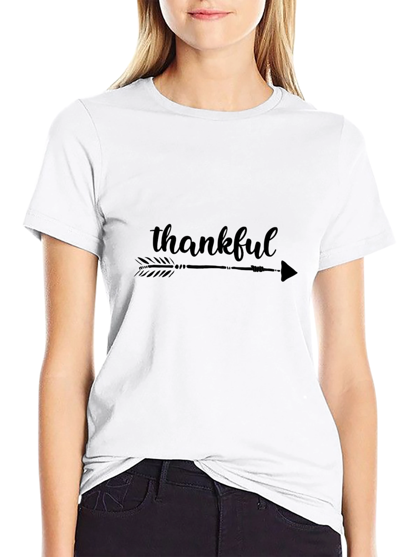 Thankful Arrow Graphic Black T-Shirt